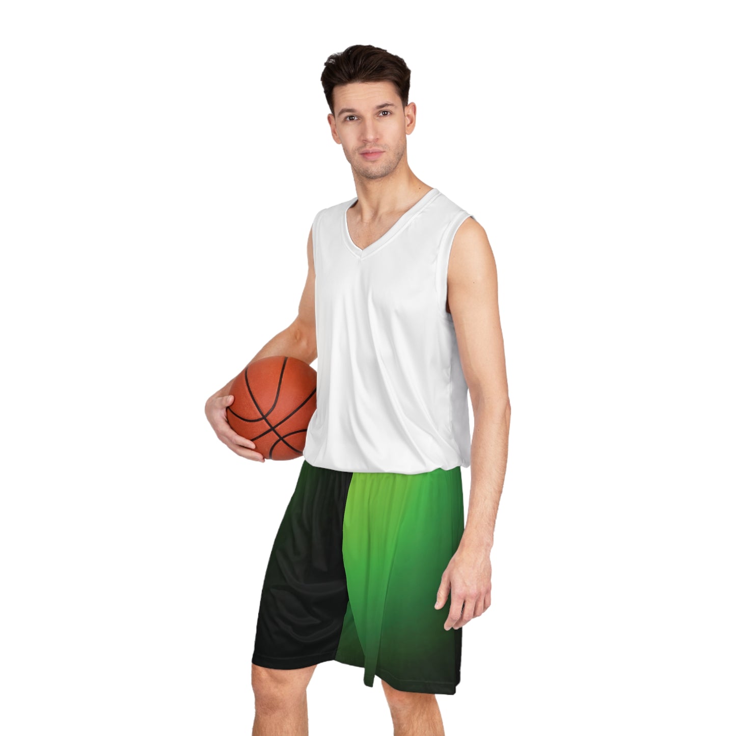 Split Gradient Faded Green - Basketball Shorts (AOP) - Creatively Designed Shop