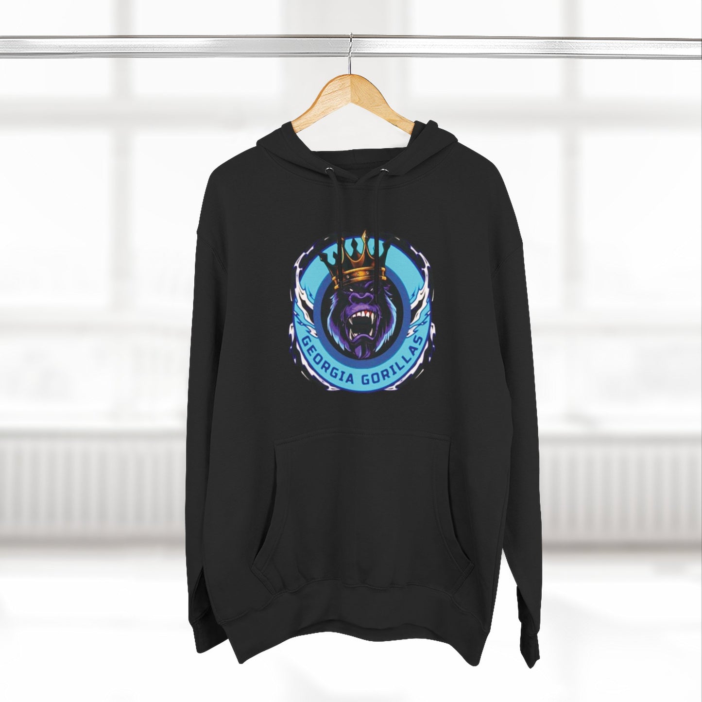 Georgia Gorillas (Blue) - Three-Panel Fleece Hoodie - Creatively Designed Shop