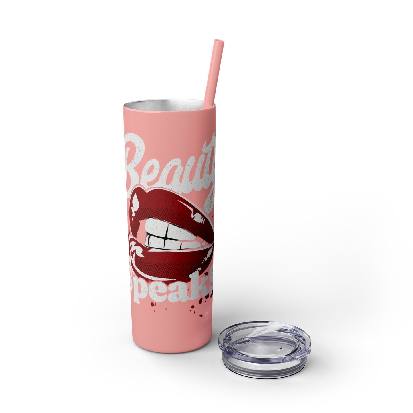 Beauty Speaks - Skinny Tumbler with Straw, 20oz - Creatively Designed Shop