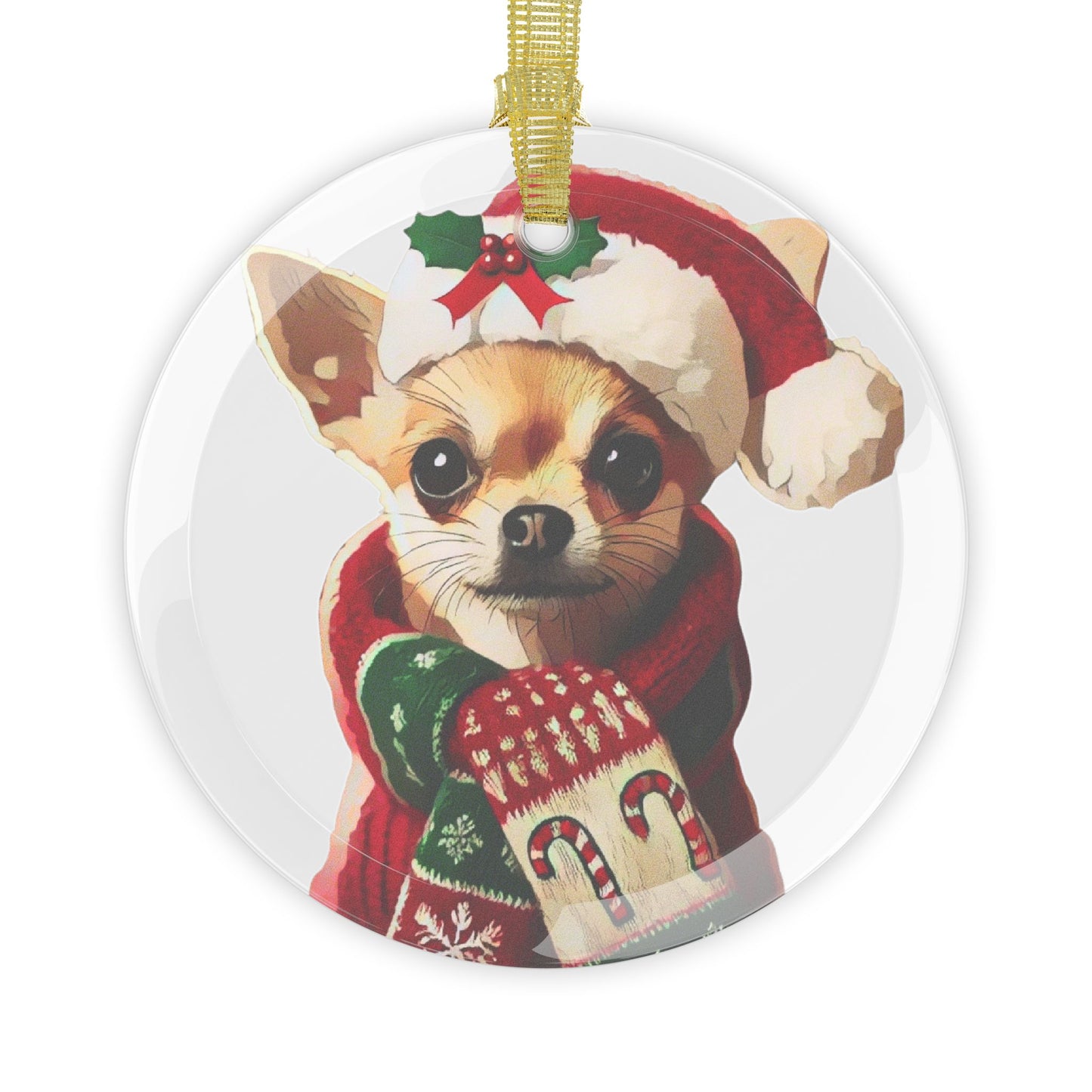 Merry Chihuahua Christmas - Glass Ornaments - Creatively Designed Shop