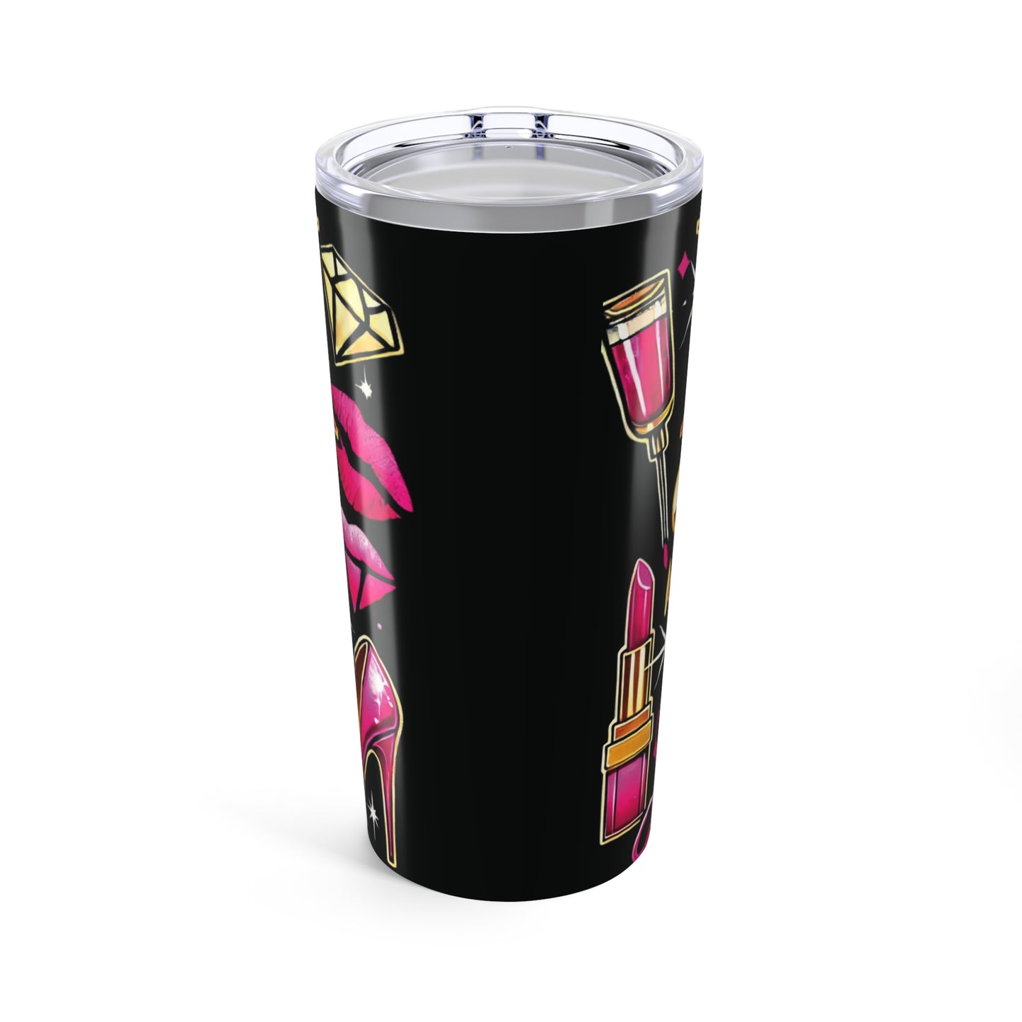 Pink, Sip & Love - Black Tumbler 20oz - Creatively Designed Shop