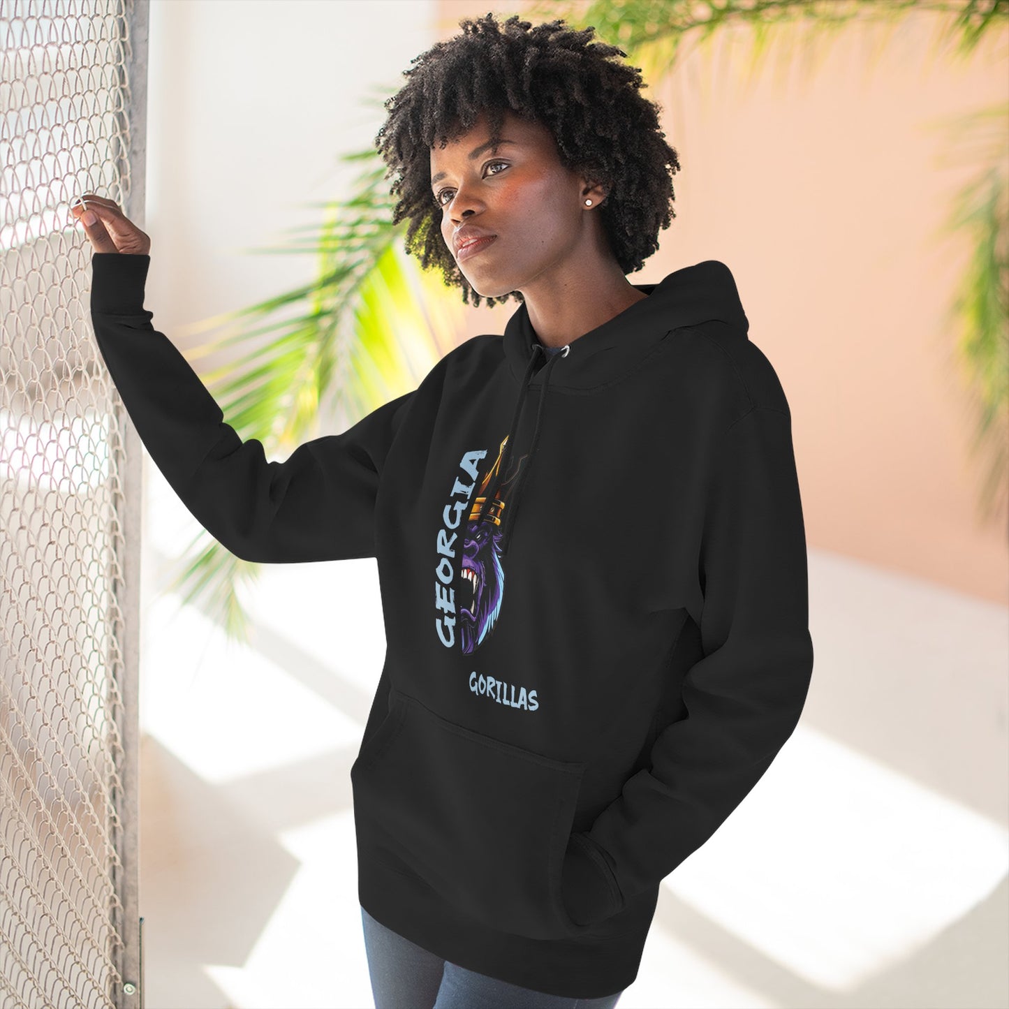 Georgia Gorillas - Three-Panel Fleece Hoodie - Creatively Designed Shop