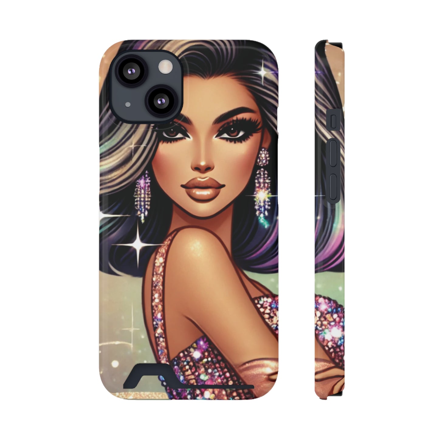 "Stunning" - Phone Case With Card Holder - Creatively Designed Shop