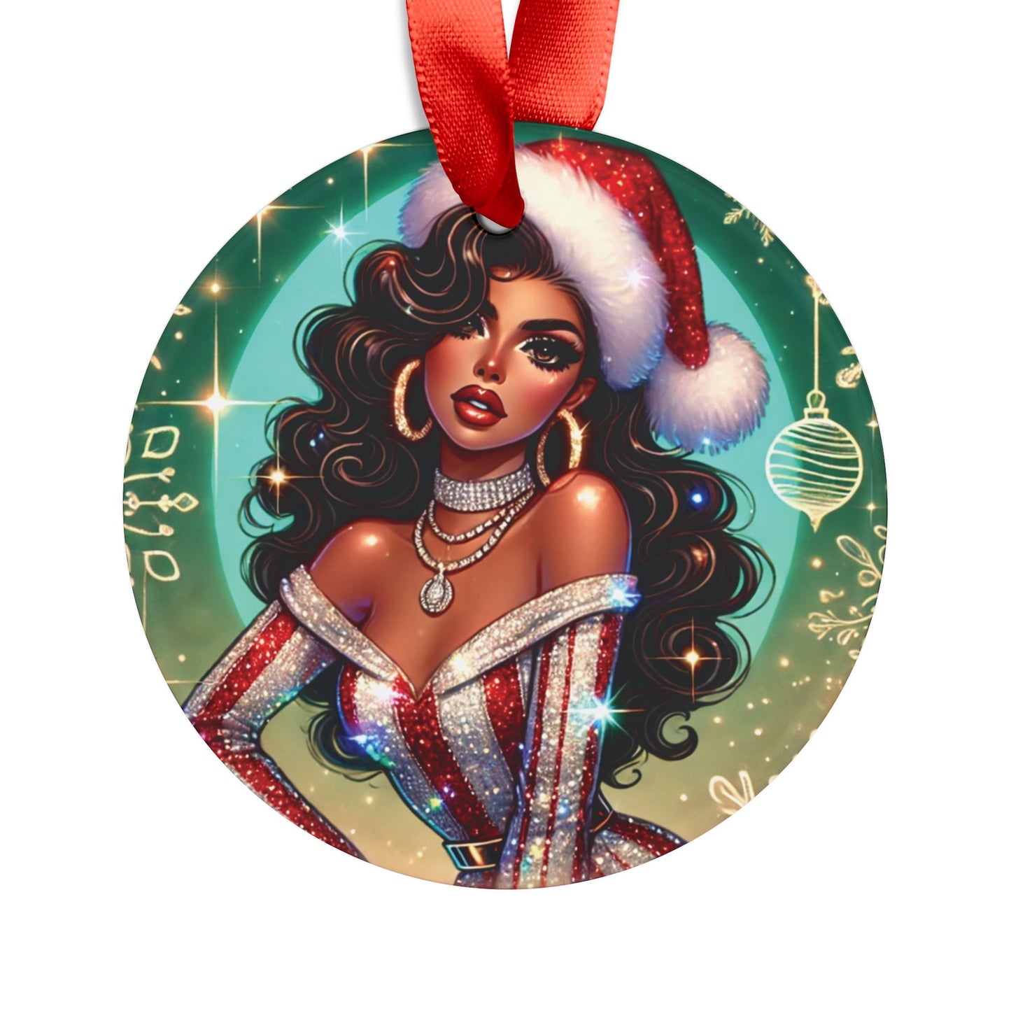 Christmas Beauty (Cultural) - Acrylic Ornament with Ribbon - Creatively Designed Shop