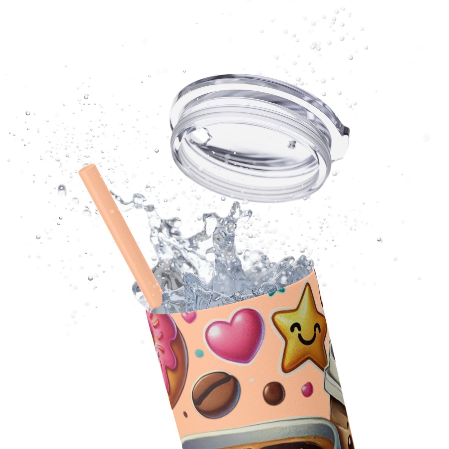 Coffee & Donuts - Skinny Tumbler with Straw, 20oz - Creatively Designed Shop
