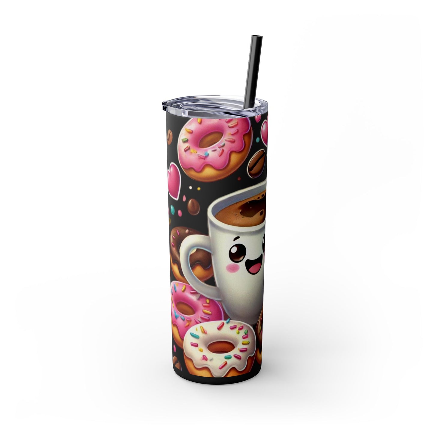 Coffee & Donuts - Skinny Tumbler with Straw, 20oz - Creatively Designed Shop