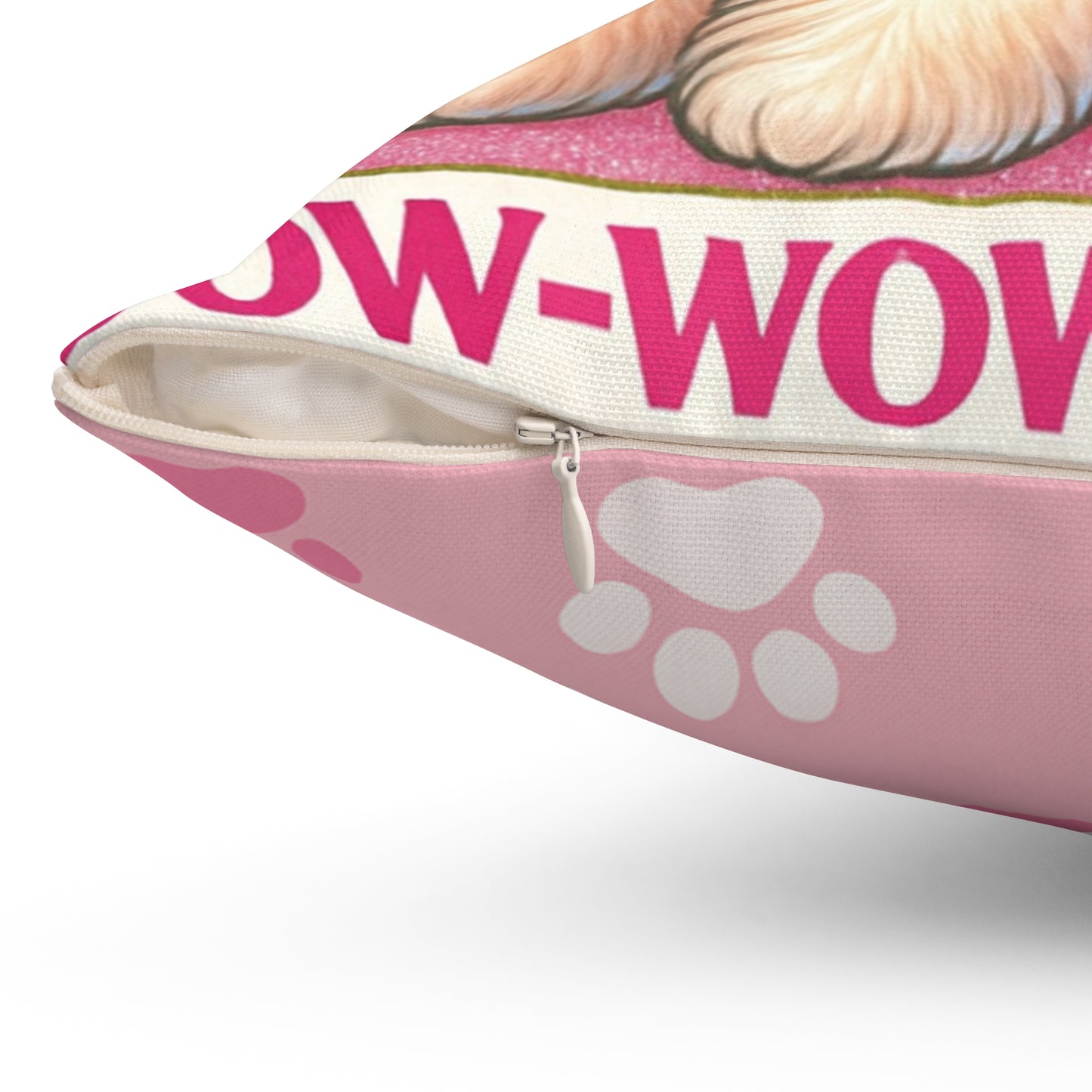 Bow Wow in Pink - Spun Polyester Square Pillow