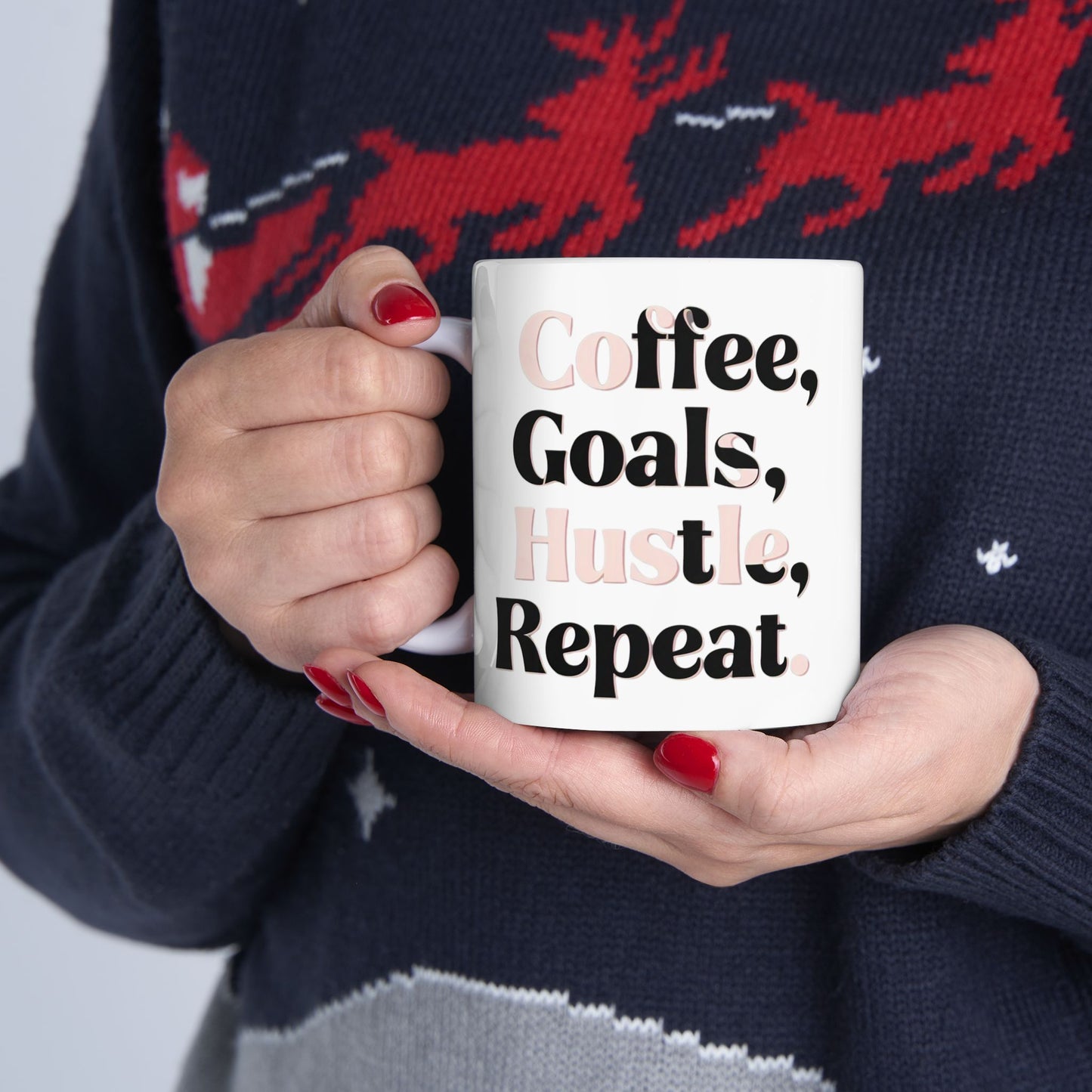 Coffee, Goals, Hustle, Repeat - Ceramic Mug (11oz & 15oz) - Creatively Designed Shop