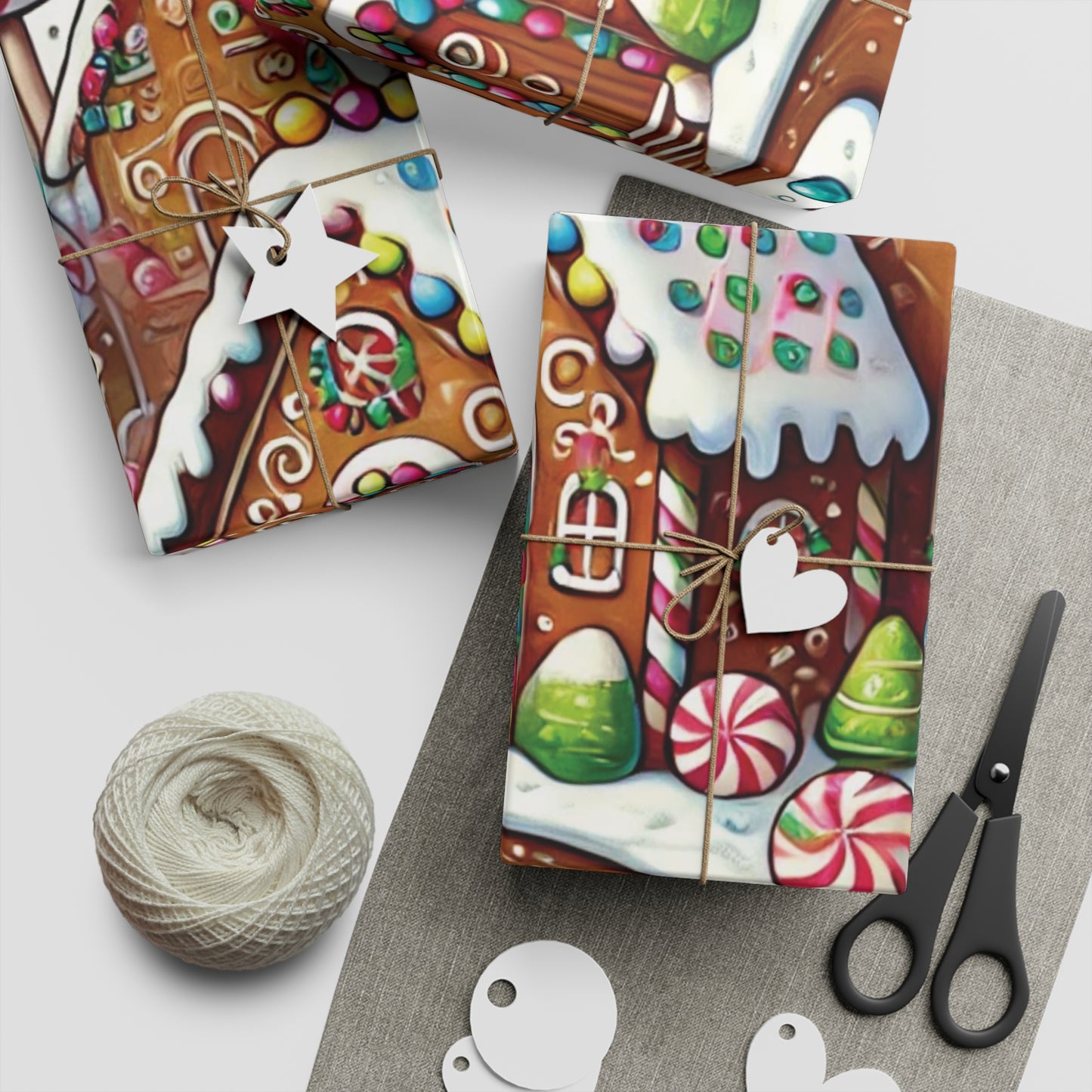 Gingerbread Village - Gift Wrapping Paper Sheets, 1pc - Creatively Designed Shop