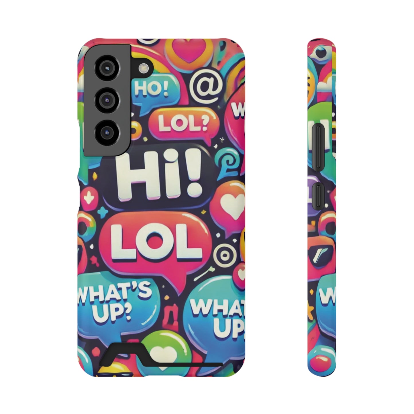 "Text Bubbles" - Phone Case With Card Holder - Creatively Designed Shop