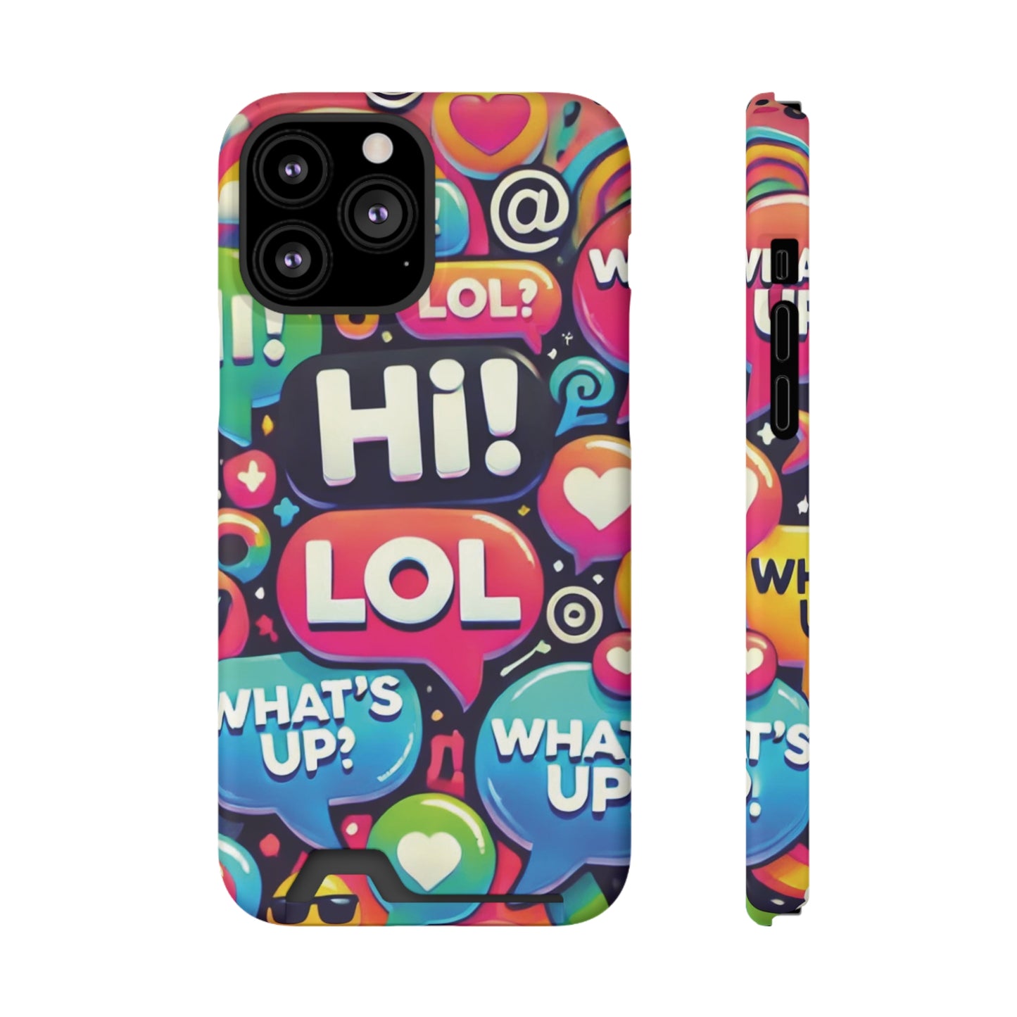"Text Bubbles" - Phone Case With Card Holder - Creatively Designed Shop