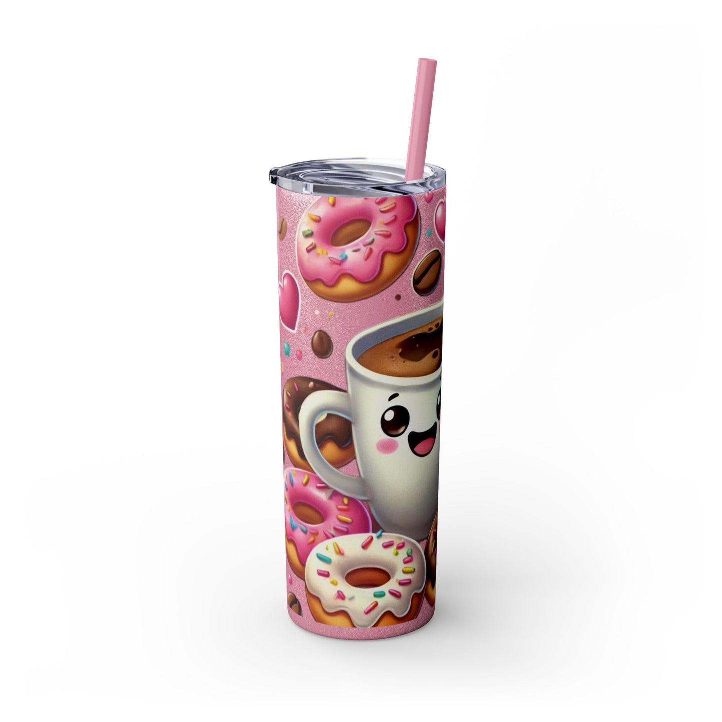 Coffee & Donuts - Skinny Tumbler with Straw, 20oz - Creatively Designed Shop