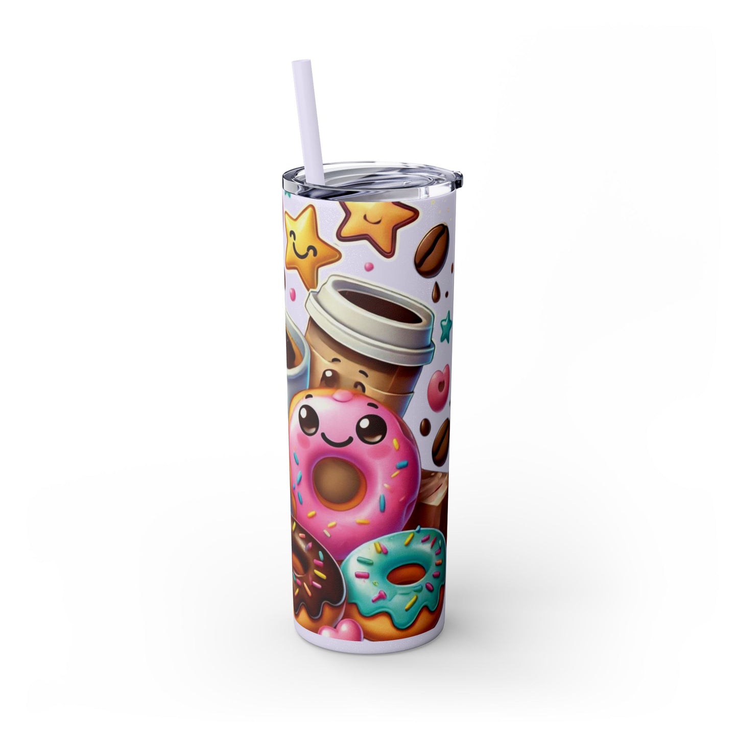 Coffee & Donuts - Skinny Tumbler with Straw, 20oz - Creatively Designed Shop