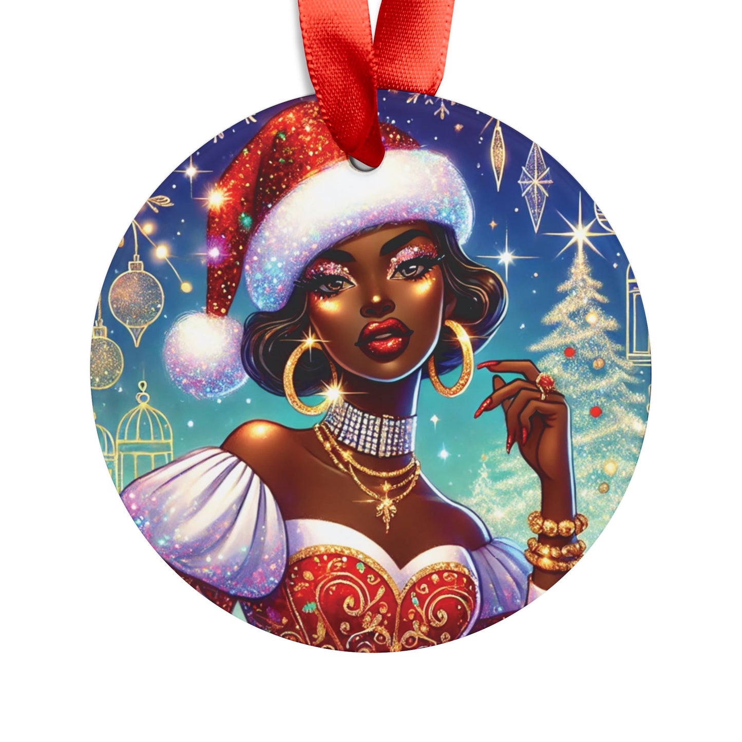Christmas Beauty (Cultural) - Acrylic Ornament with Ribbon - Creatively Designed Shop