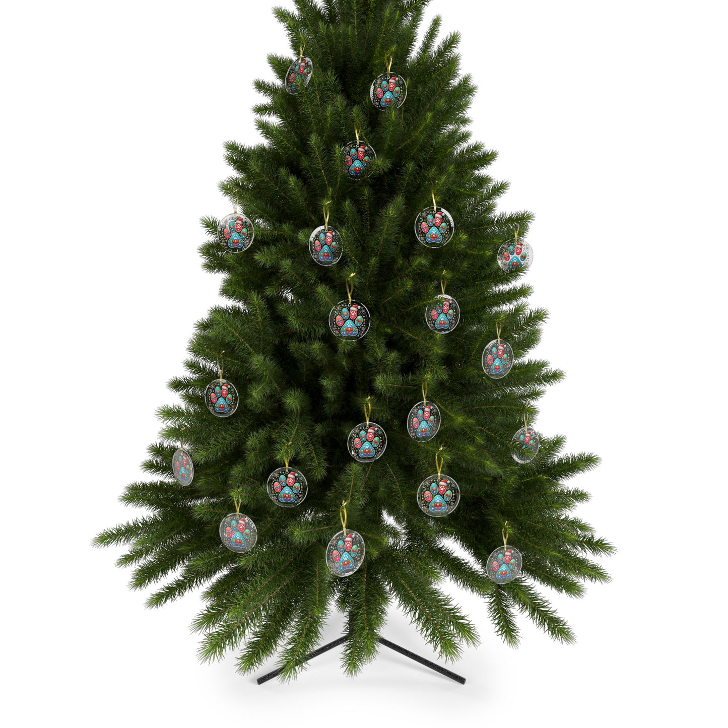 Festive Paw Print - Glass Ornaments - Creatively Designed Shop