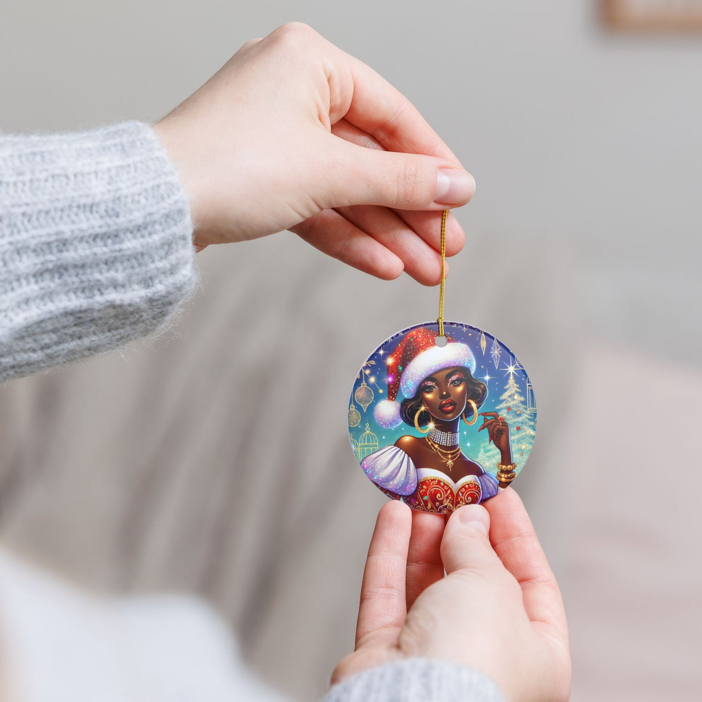 Christmas Beauty (Cultural) - Ceramic Decoration Ornament, (1pc)