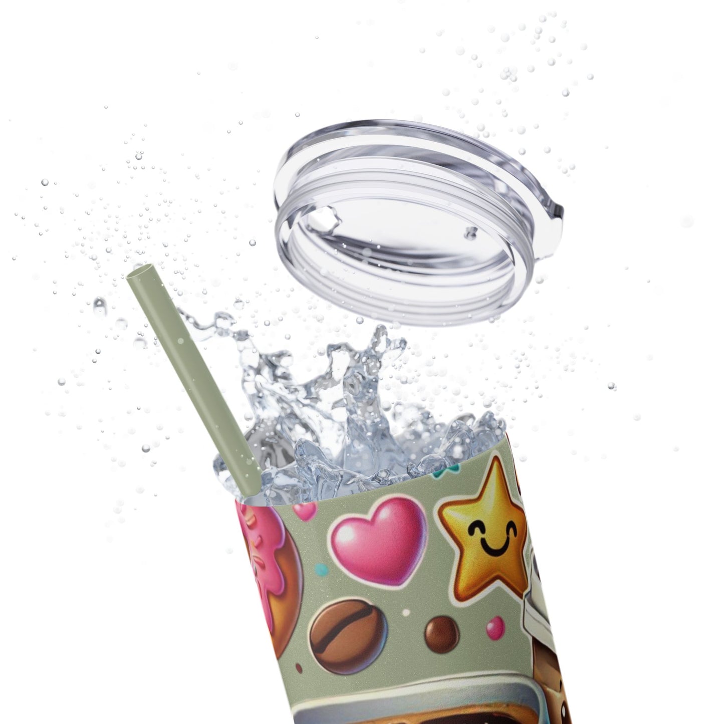 Coffee & Donuts - Skinny Tumbler with Straw, 20oz - Creatively Designed Shop