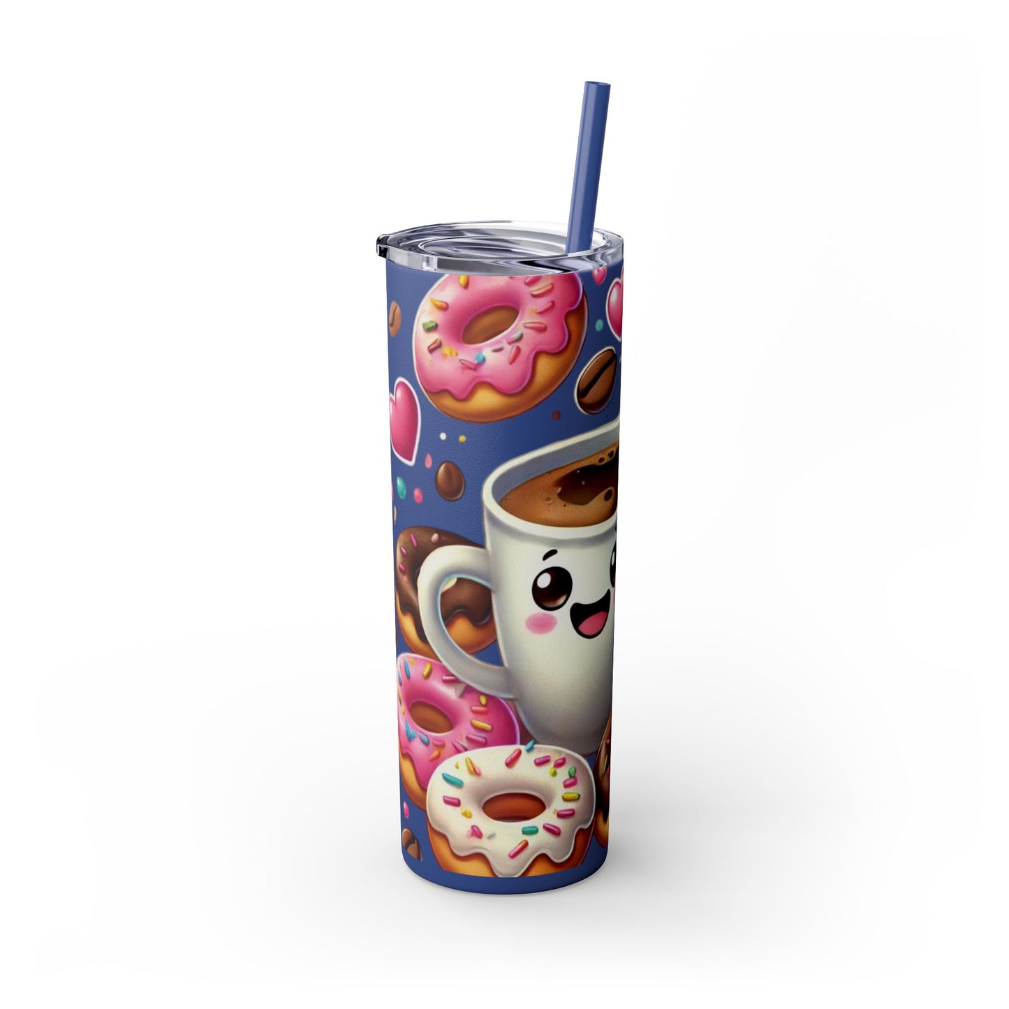 Coffee & Donuts - Skinny Tumbler with Straw, 20oz - Creatively Designed Shop