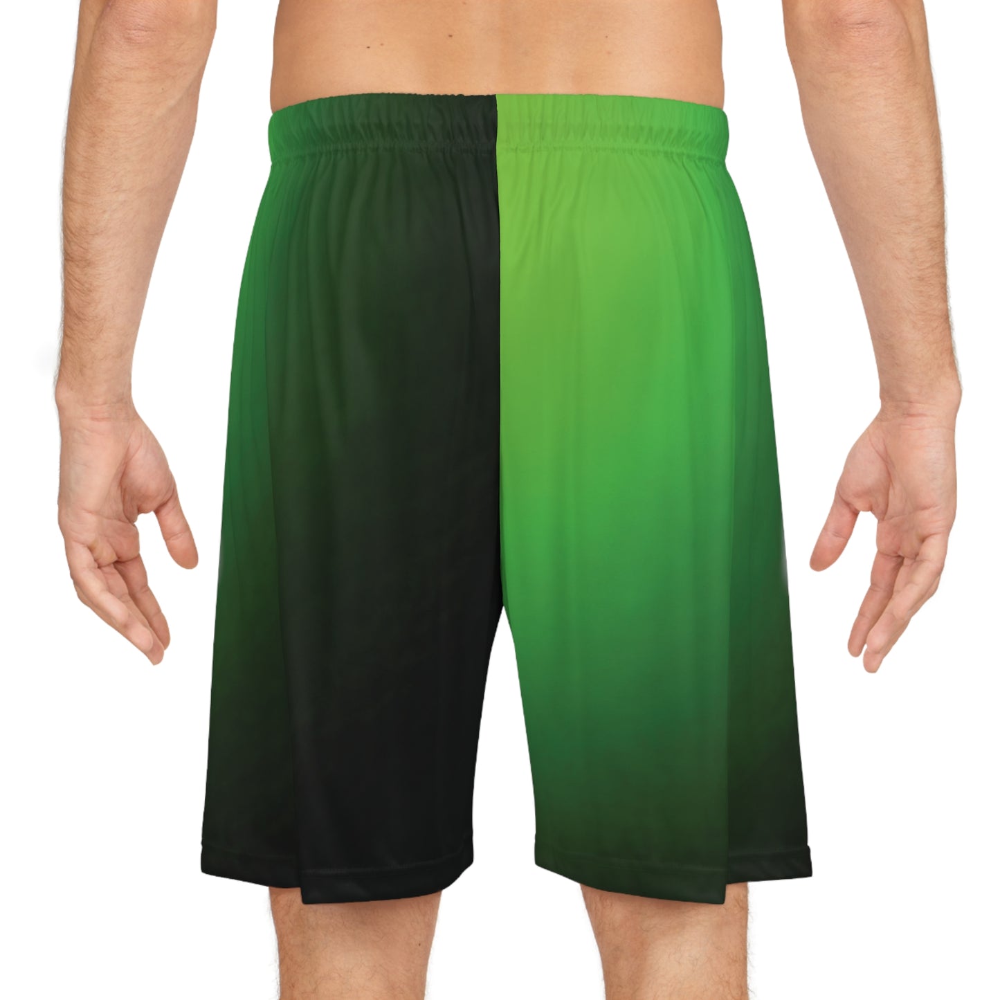 Split Gradient Faded Green - Basketball Shorts (AOP) - Creatively Designed Shop