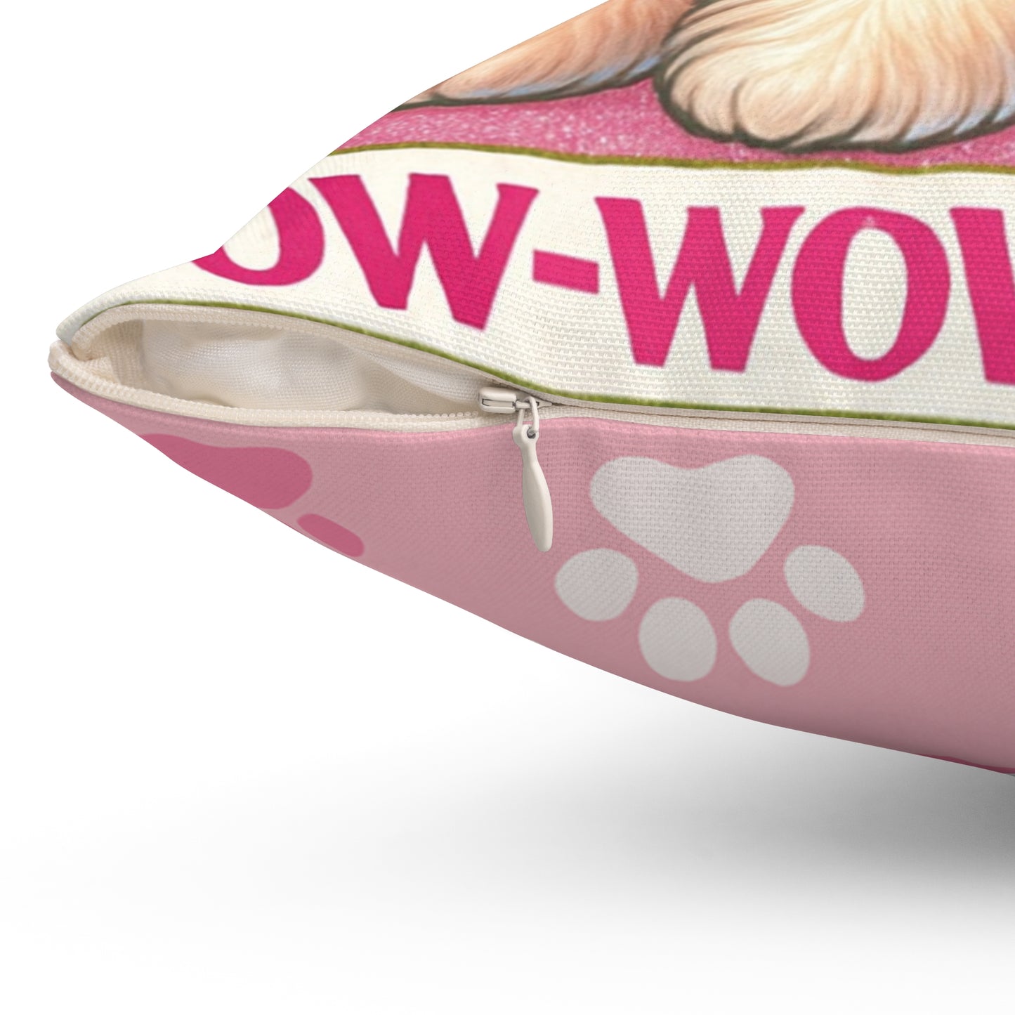 Bow Wow in Pink - Spun Polyester Square Pillow