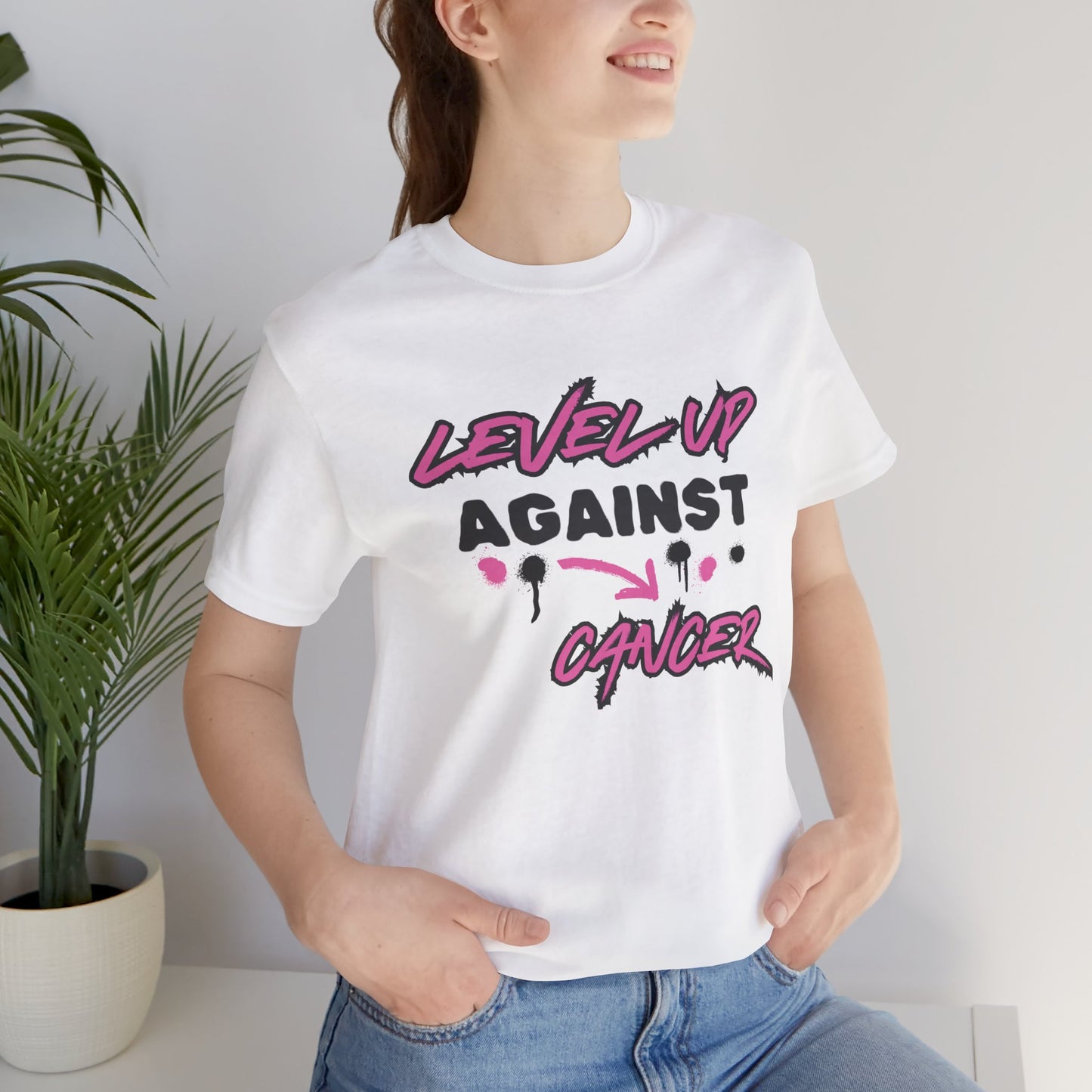 Level Up Against Cancer - Unisex Jersey Short Sleeve Tee