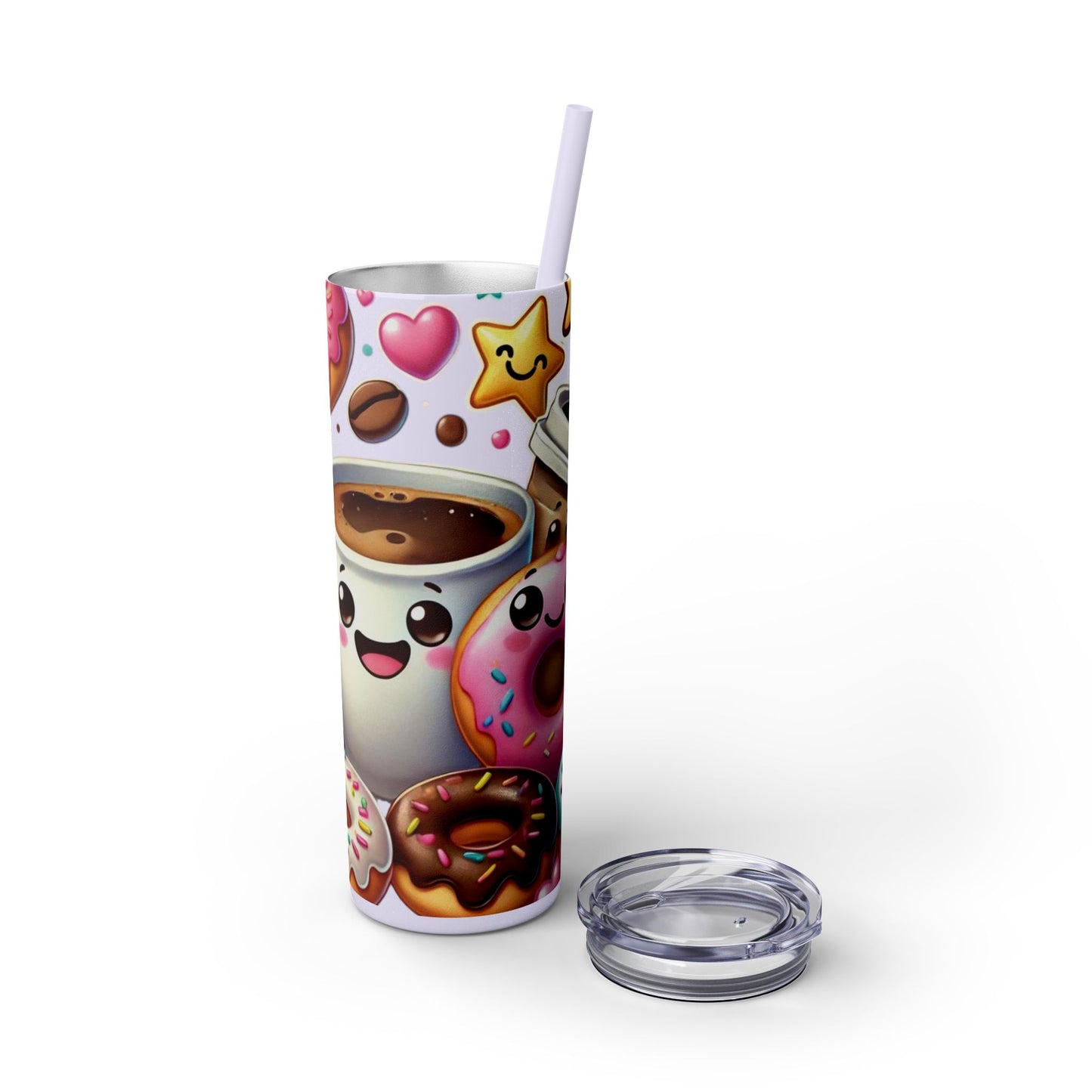 Coffee & Donuts - Skinny Tumbler with Straw, 20oz - Creatively Designed Shop