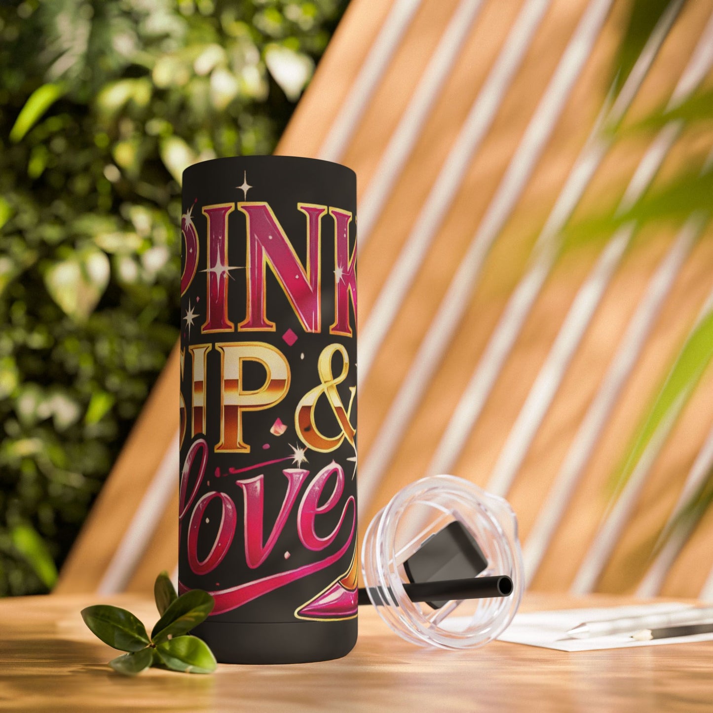 Pink, Sip & Love - Maars Maker Skinny Matte Tumbler, 20oz - Creatively Designed Shop
