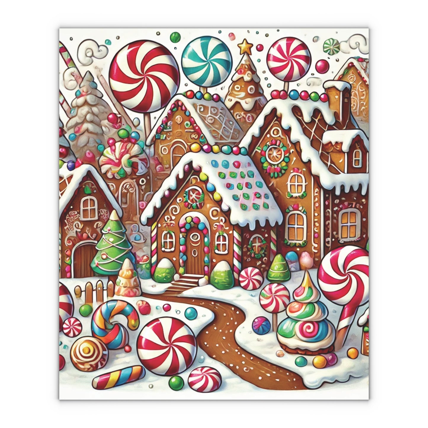 Gingerbread Village - Gift Wrapping Paper Sheets, 1pc - Creatively Designed Shop