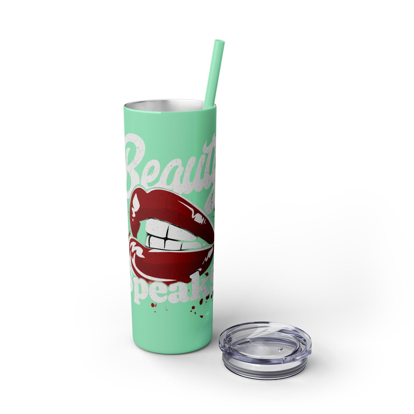 Beauty Speaks - Skinny Tumbler with Straw, 20oz - Creatively Designed Shop