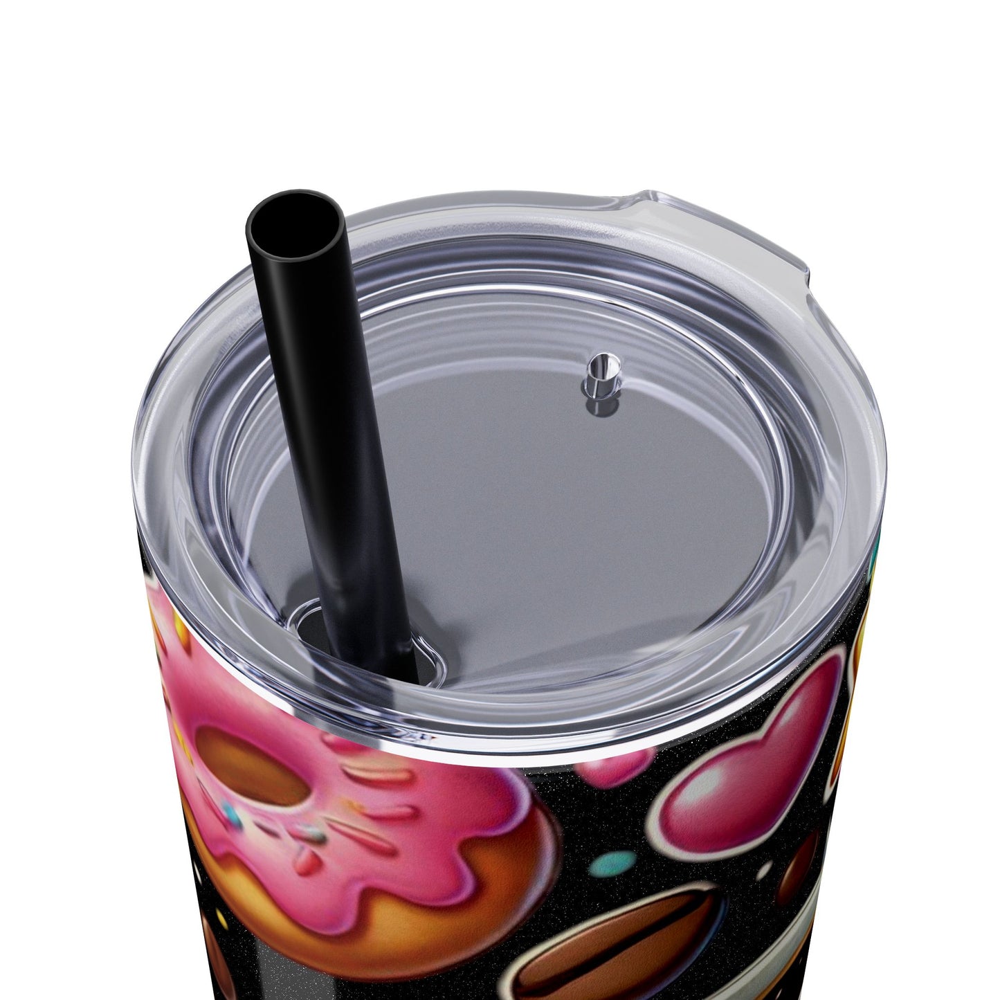 Coffee & Donuts - Skinny Tumbler with Straw, 20oz - Creatively Designed Shop