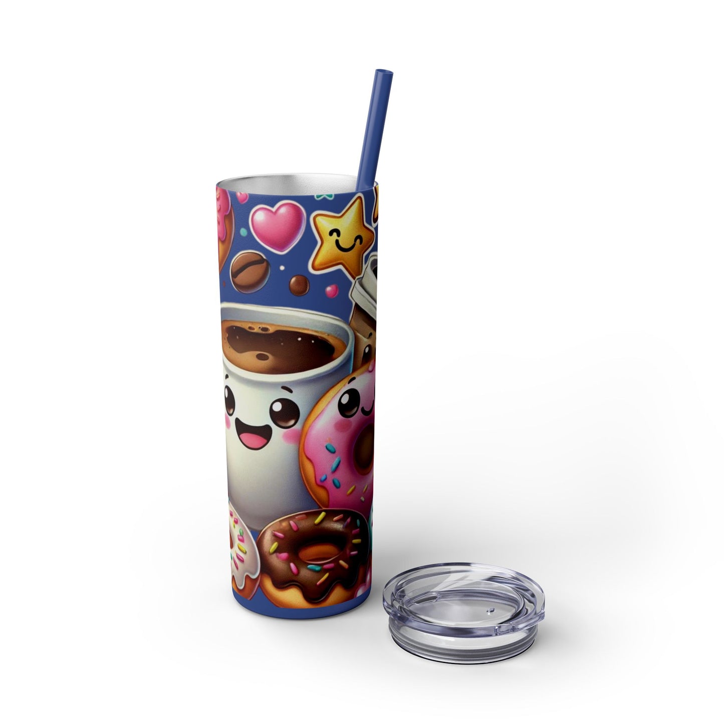 Coffee & Donuts - Skinny Tumbler with Straw, 20oz - Creatively Designed Shop