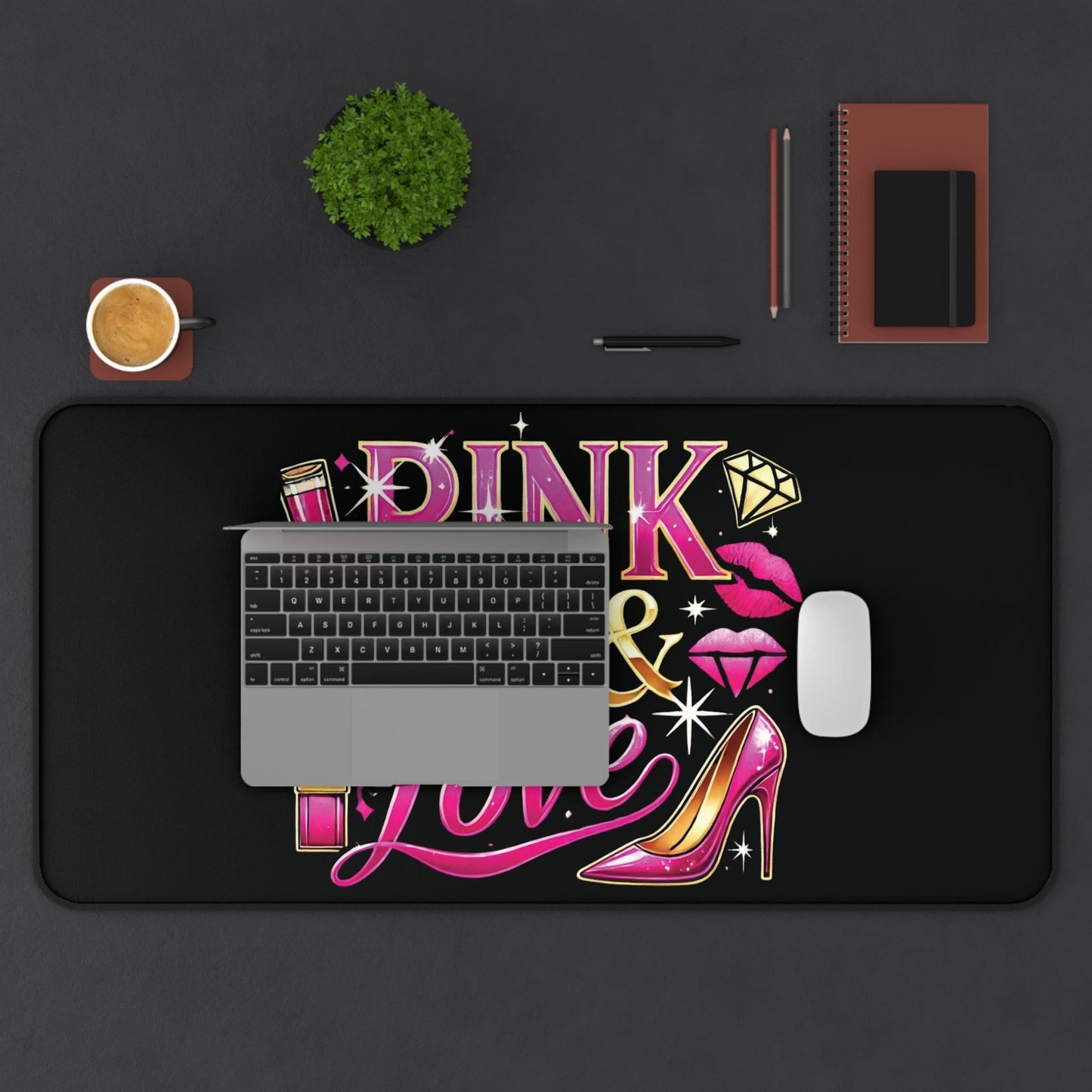 "Pink, Sip & Love" - Desk Mat - Creatively Designed Shop