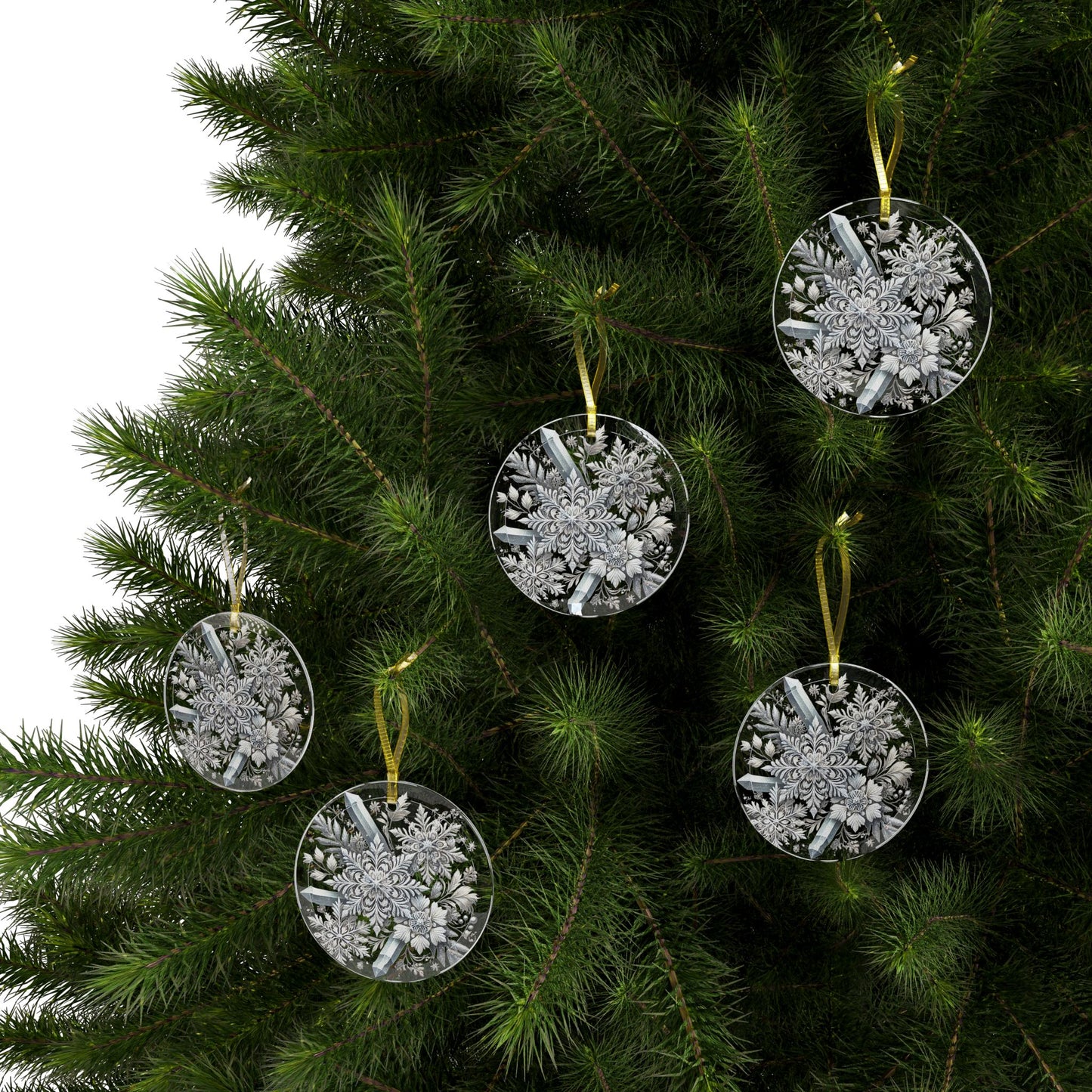 Snowflakes & Ice Crystals - Glass Ornaments - Creatively Designed Shop