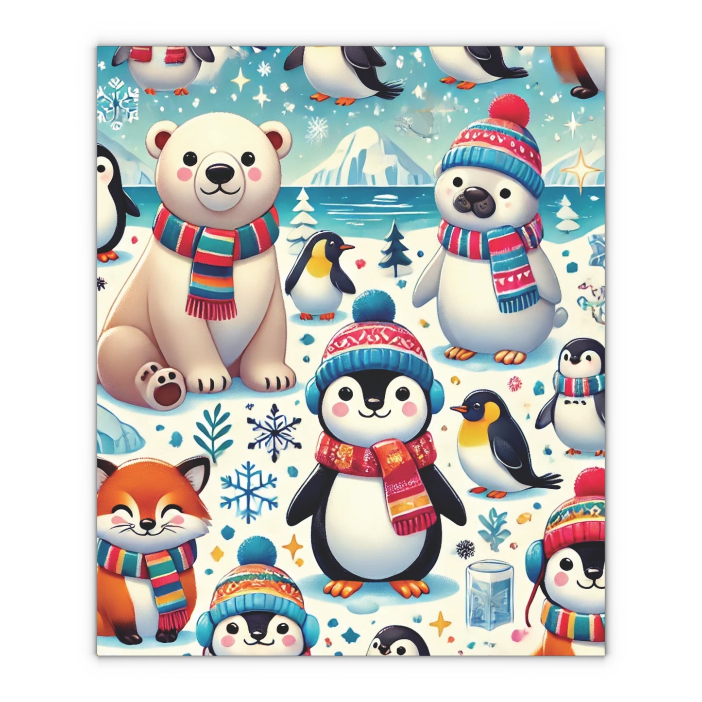 Penguins & Polar Bears - Gift Wrapping Paper Sheets, 1pc - Creatively Designed Shop