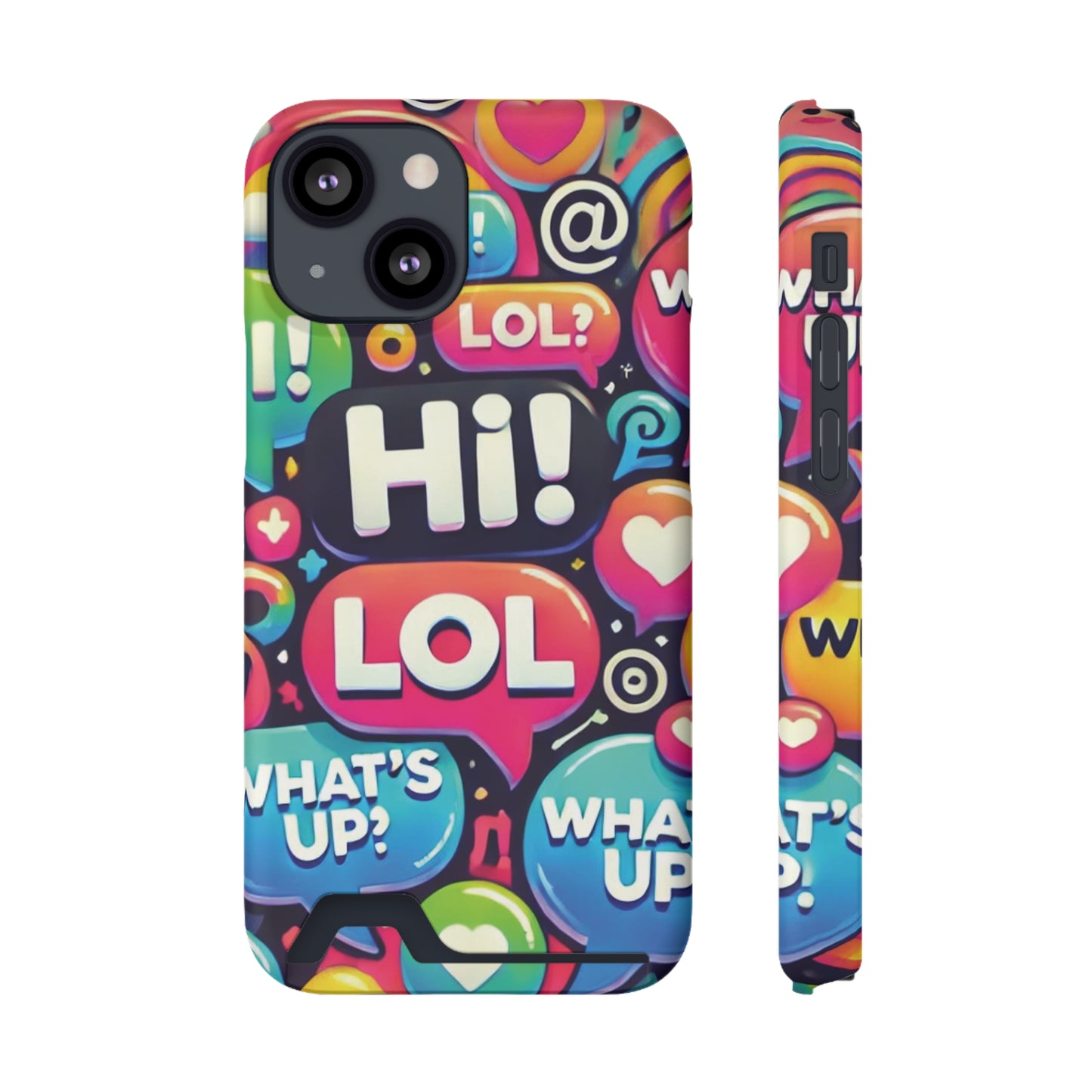 "Text Bubbles" - Phone Case With Card Holder - Creatively Designed Shop