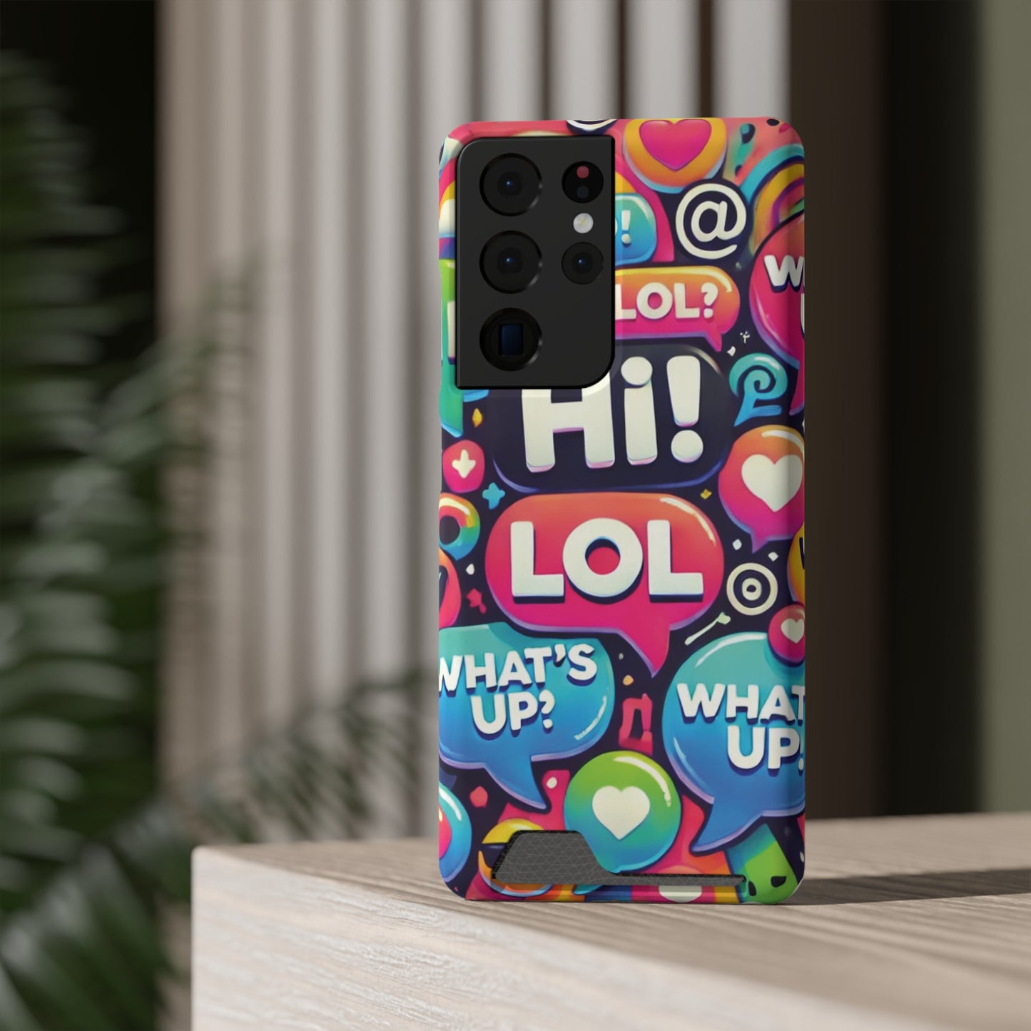 "Text Bubbles" - Phone Case With Card Holder - Creatively Designed Shop