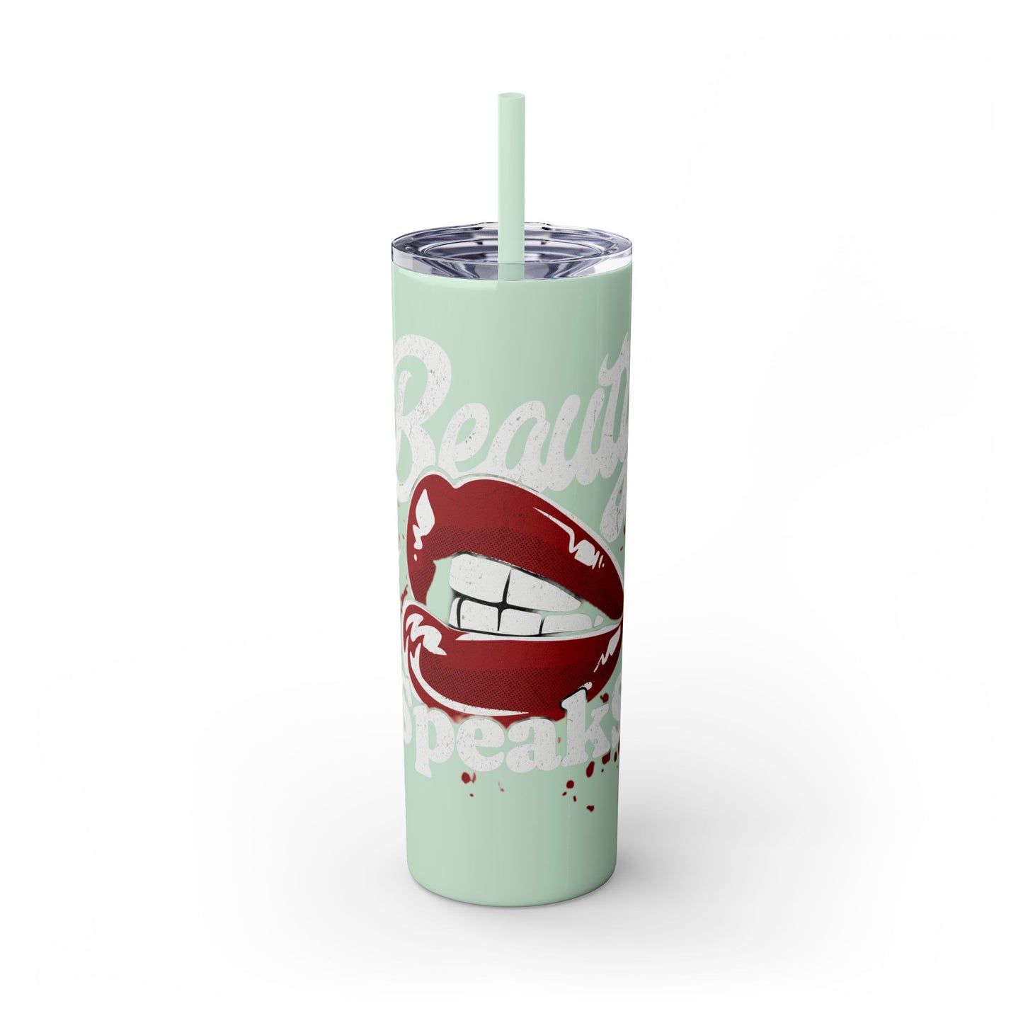 Beauty Speaks - Skinny Tumbler with Straw, 20oz - Creatively Designed Shop