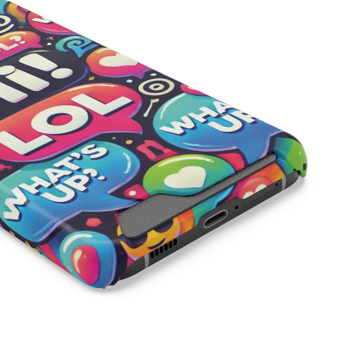 "Text Bubbles" - Phone Case With Card Holder - Creatively Designed Shop