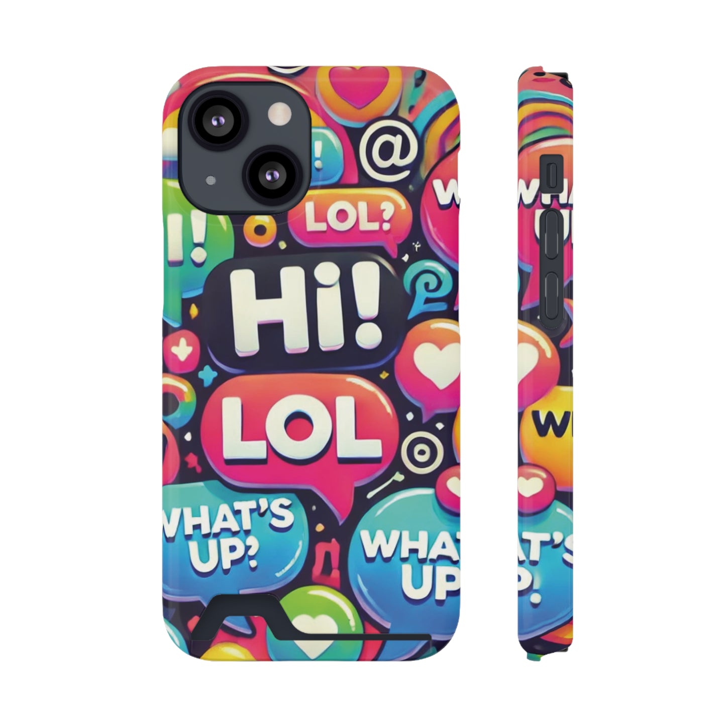 "Text Bubbles" - Phone Case With Card Holder - Creatively Designed Shop