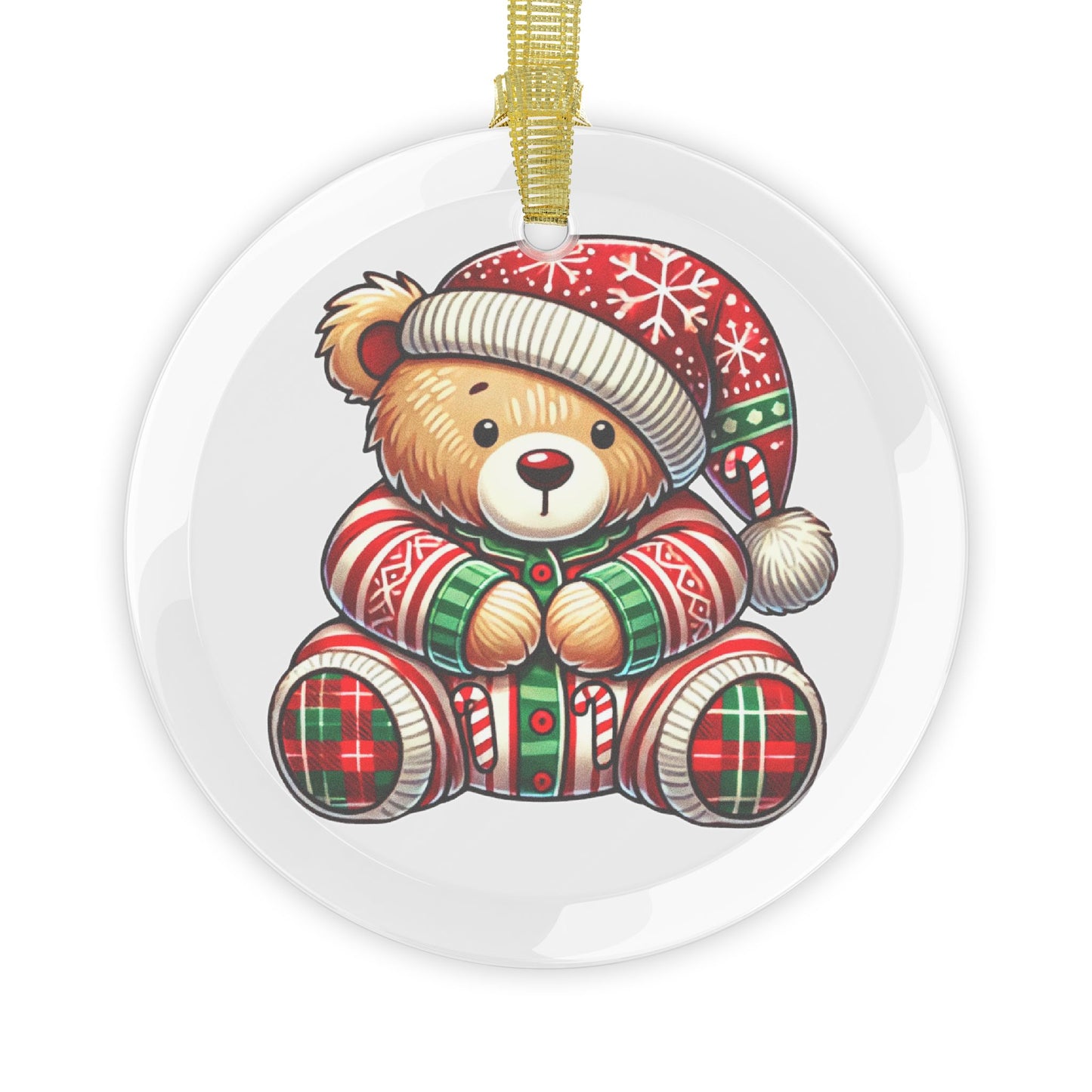 Teddy Bear in Pajamas - Glass Ornaments - Creatively Designed Shop