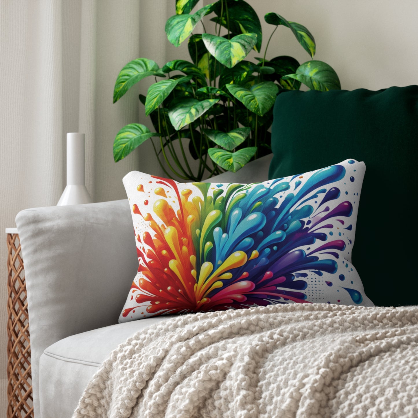 Color Splash - Spun Polyester Lumbar Pillow - Creatively Designed Shop