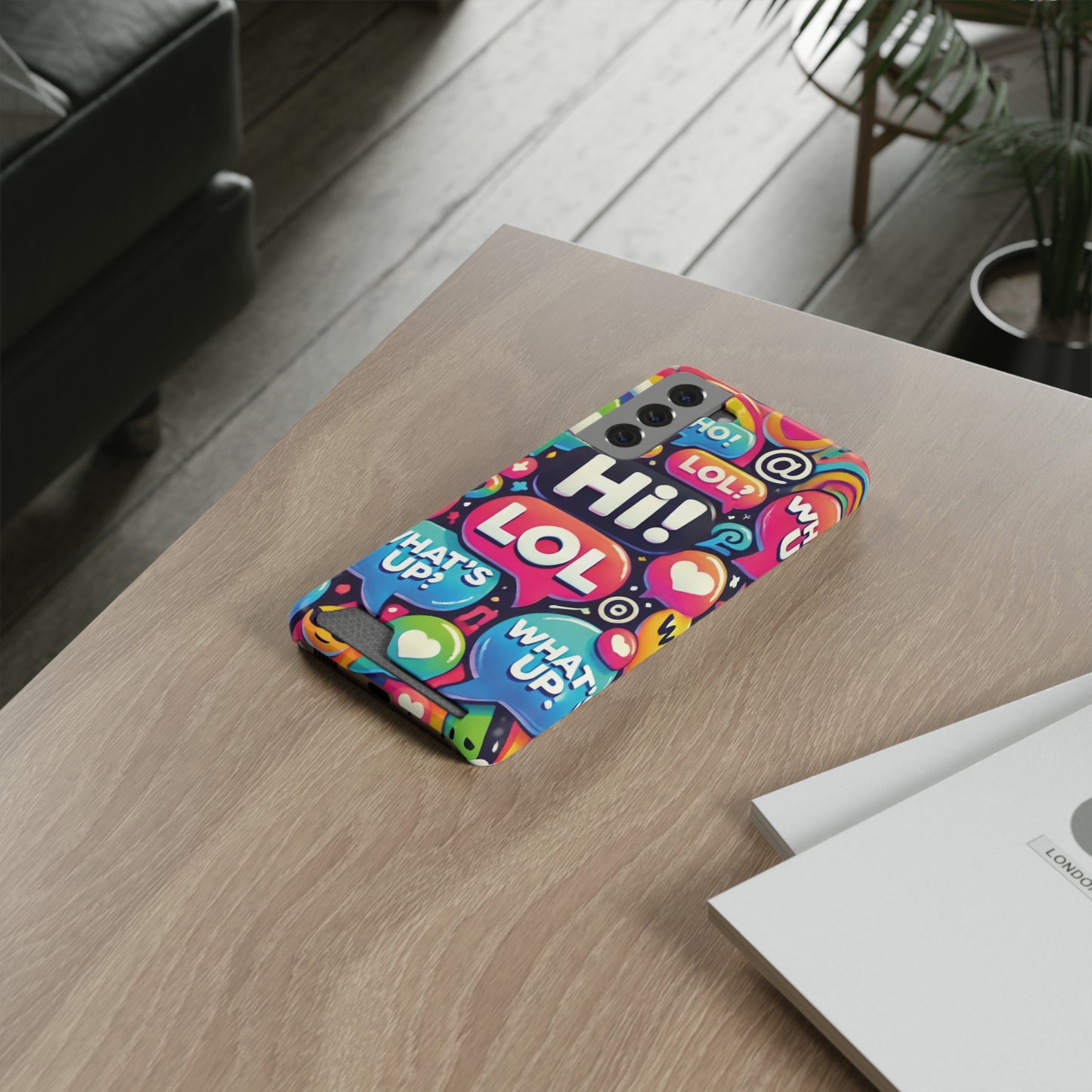 "Text Bubbles" - Phone Case With Card Holder - Creatively Designed Shop
