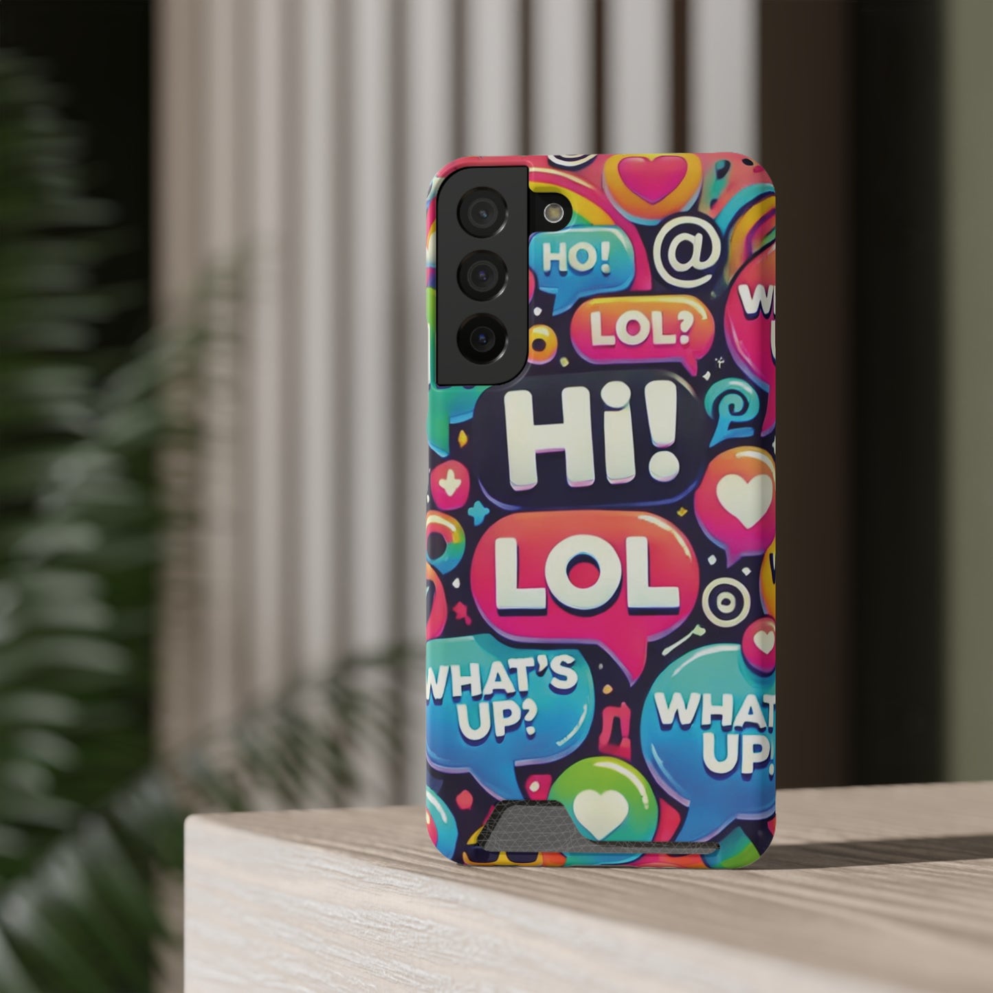 "Text Bubbles" - Phone Case With Card Holder - Creatively Designed Shop