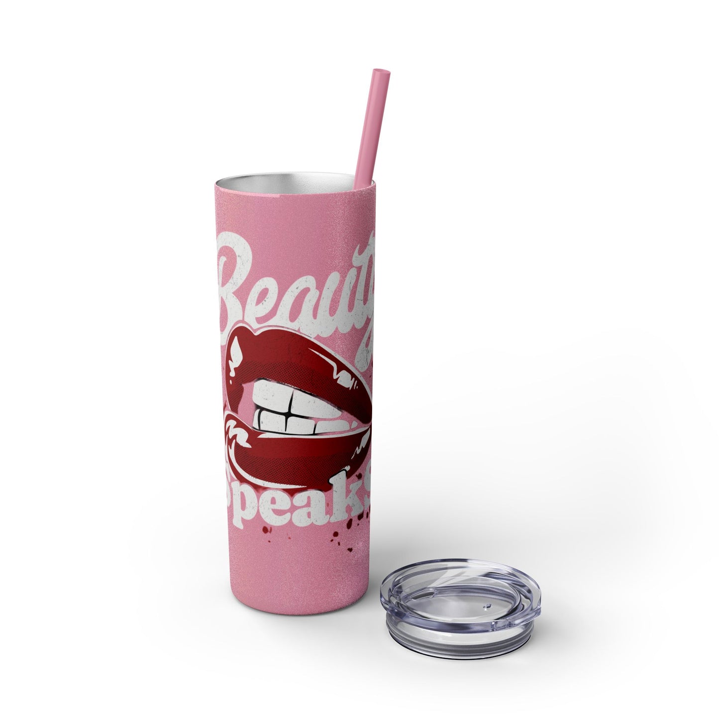 Beauty Speaks - Skinny Tumbler with Straw, 20oz - Creatively Designed Shop