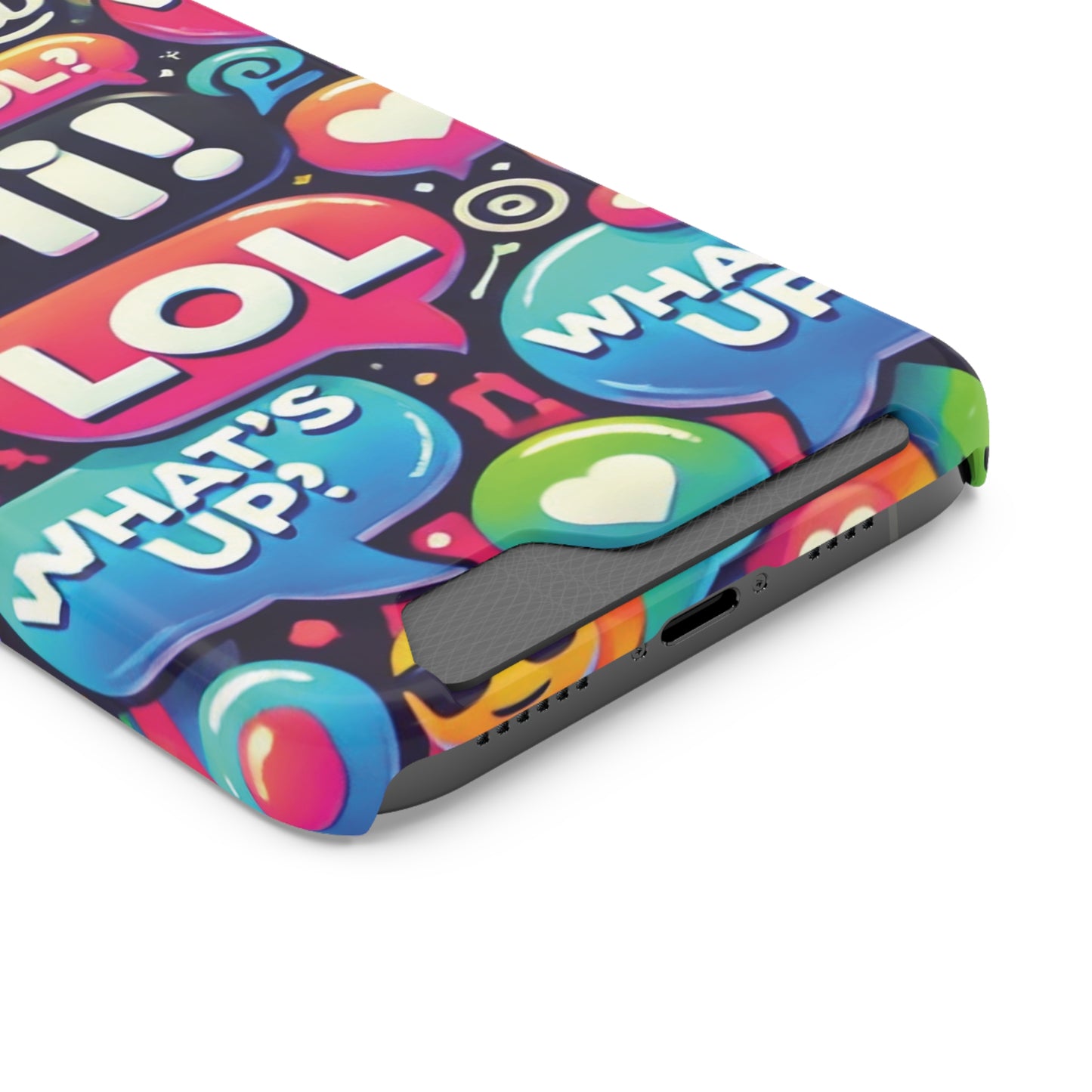 "Text Bubbles" - Phone Case With Card Holder - Creatively Designed Shop
