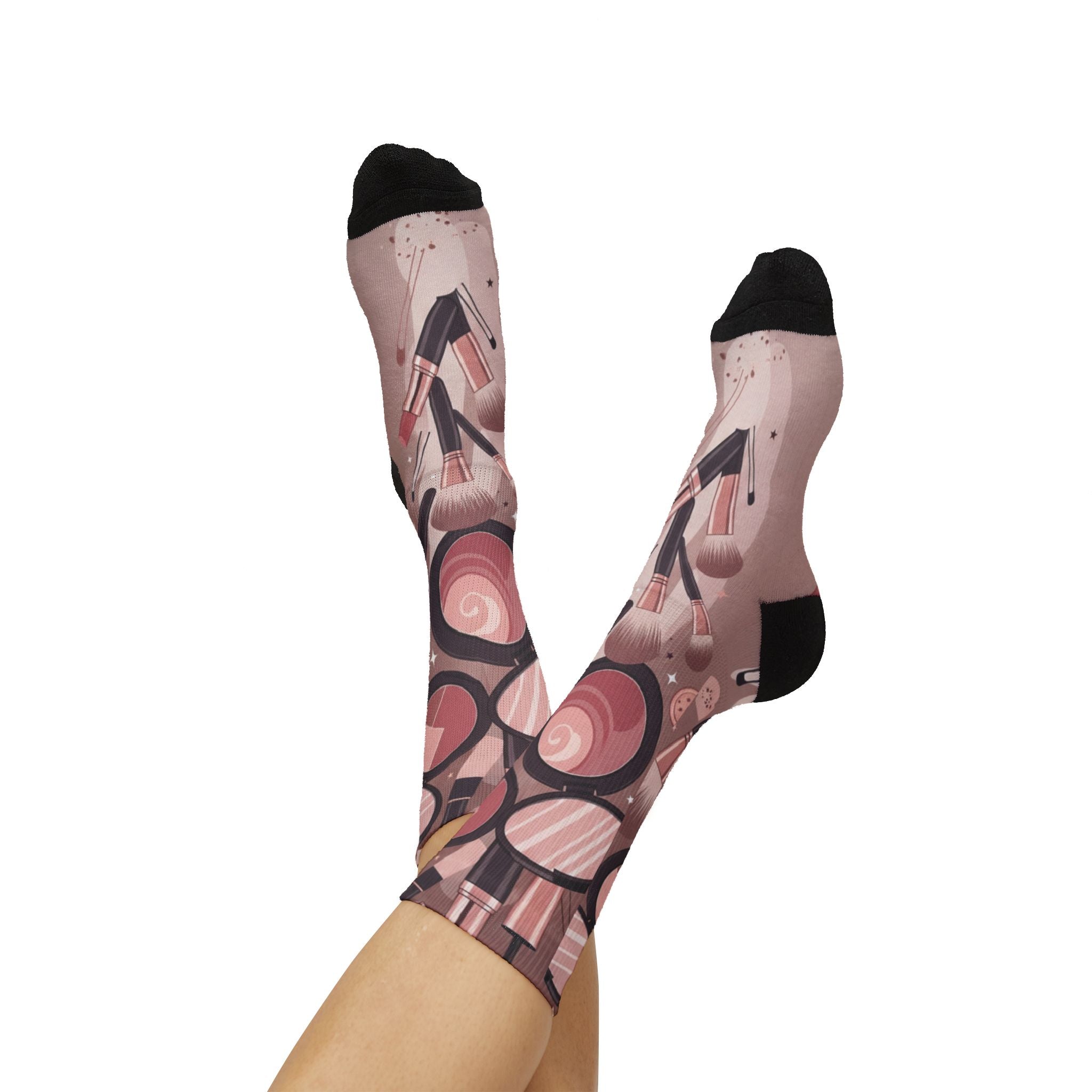 Makeup Icons Collage Socks