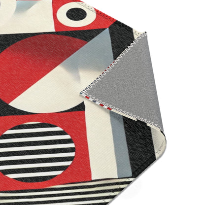 Red, Black & White Abstract - Area Rugs