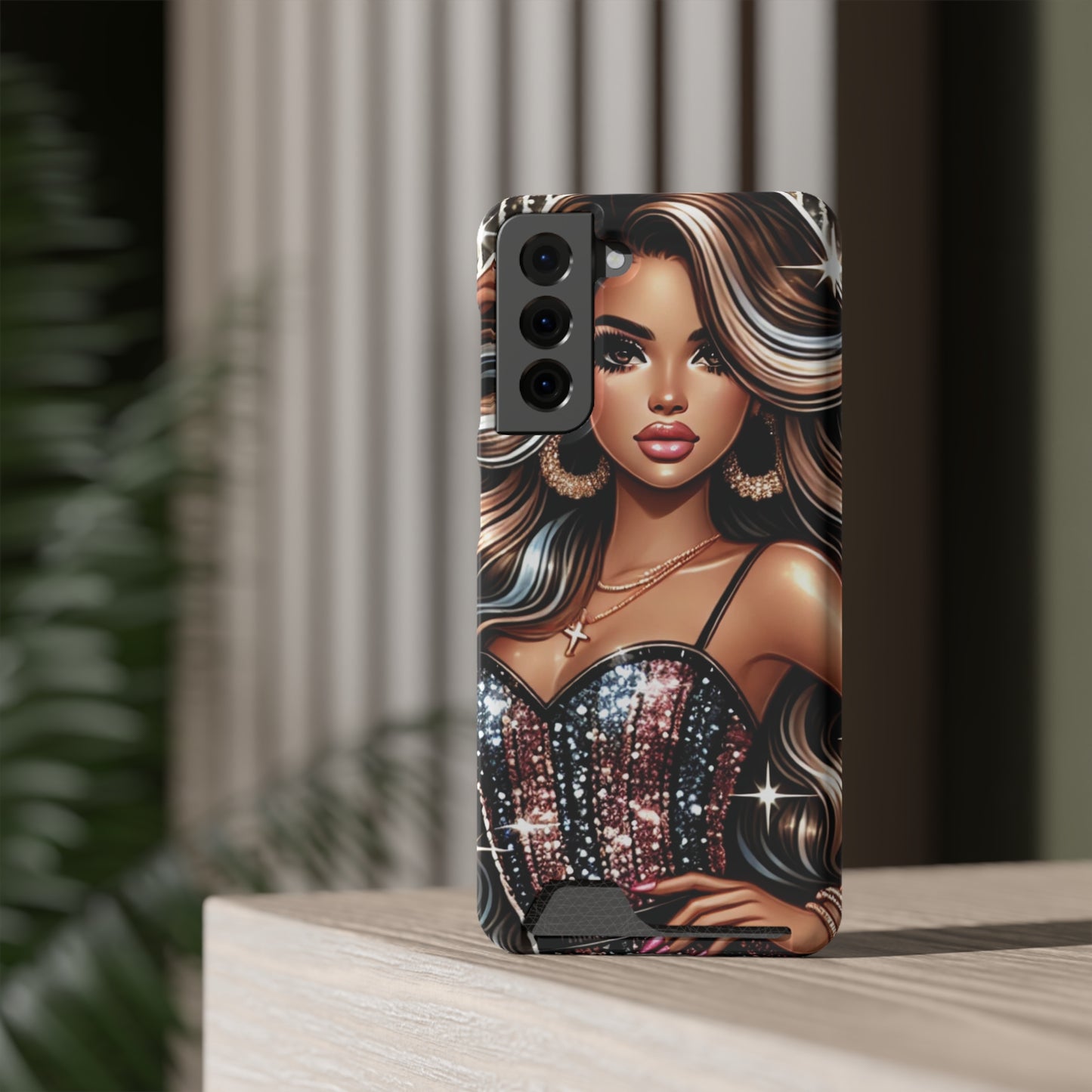 "Beautiful" - Phone Case With Card Holder - Creatively Designed Shop