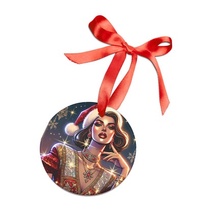 Christmas Beauty - Acrylic Ornament with Ribbon