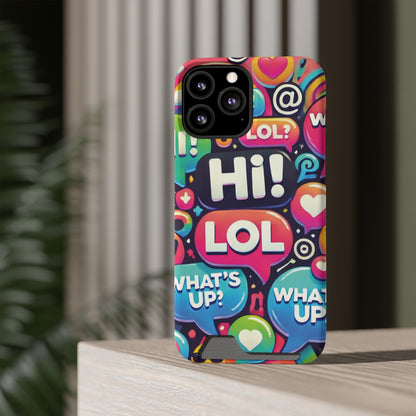 "Text Bubbles" - Phone Case With Card Holder - Creatively Designed Shop